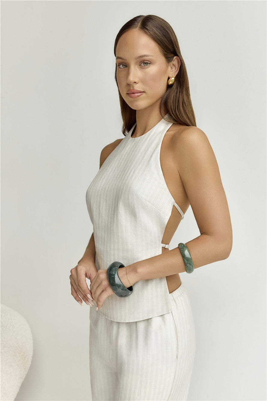 Heather Top Stone Pinstripe-Seaa Fashion