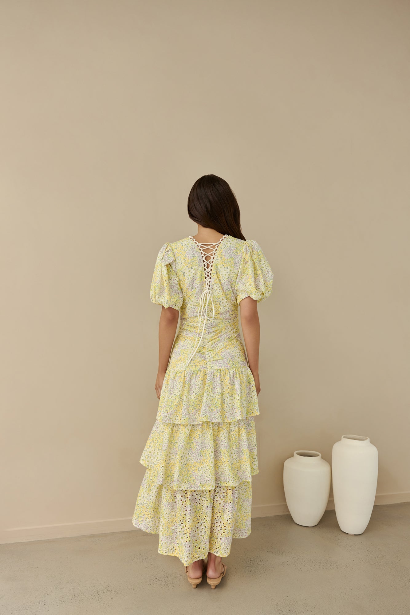 Corinna Tiered Maxi Dress Lemon-Seaa Fashion