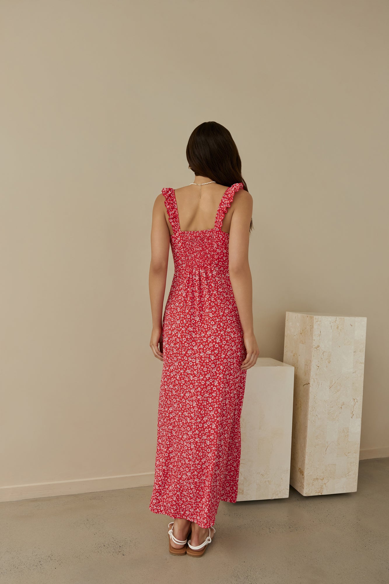 Berry Bloom Maxi Dress Red-Seaa Fashion