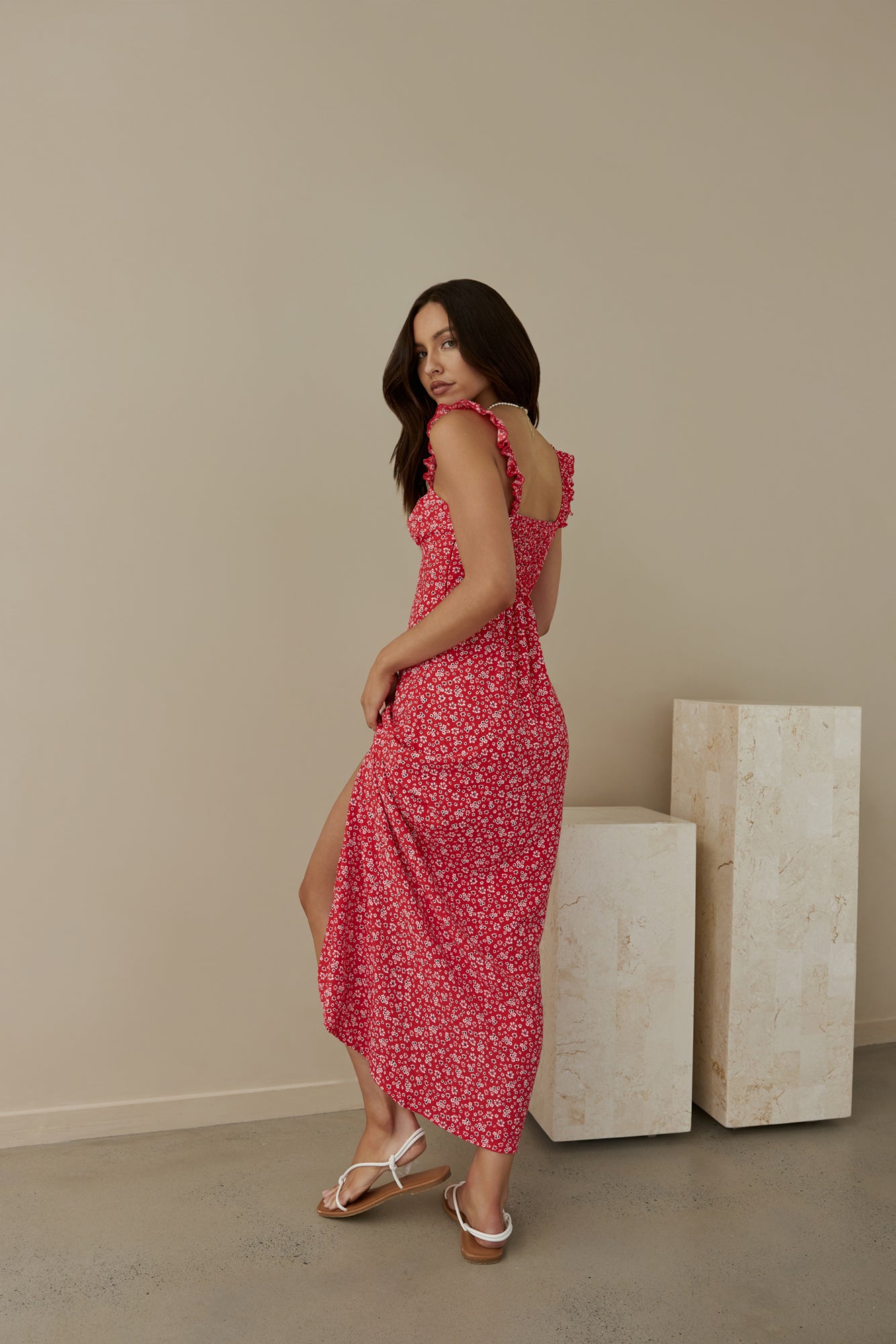 Berry Bloom Maxi Dress Red-Seaa Fashion