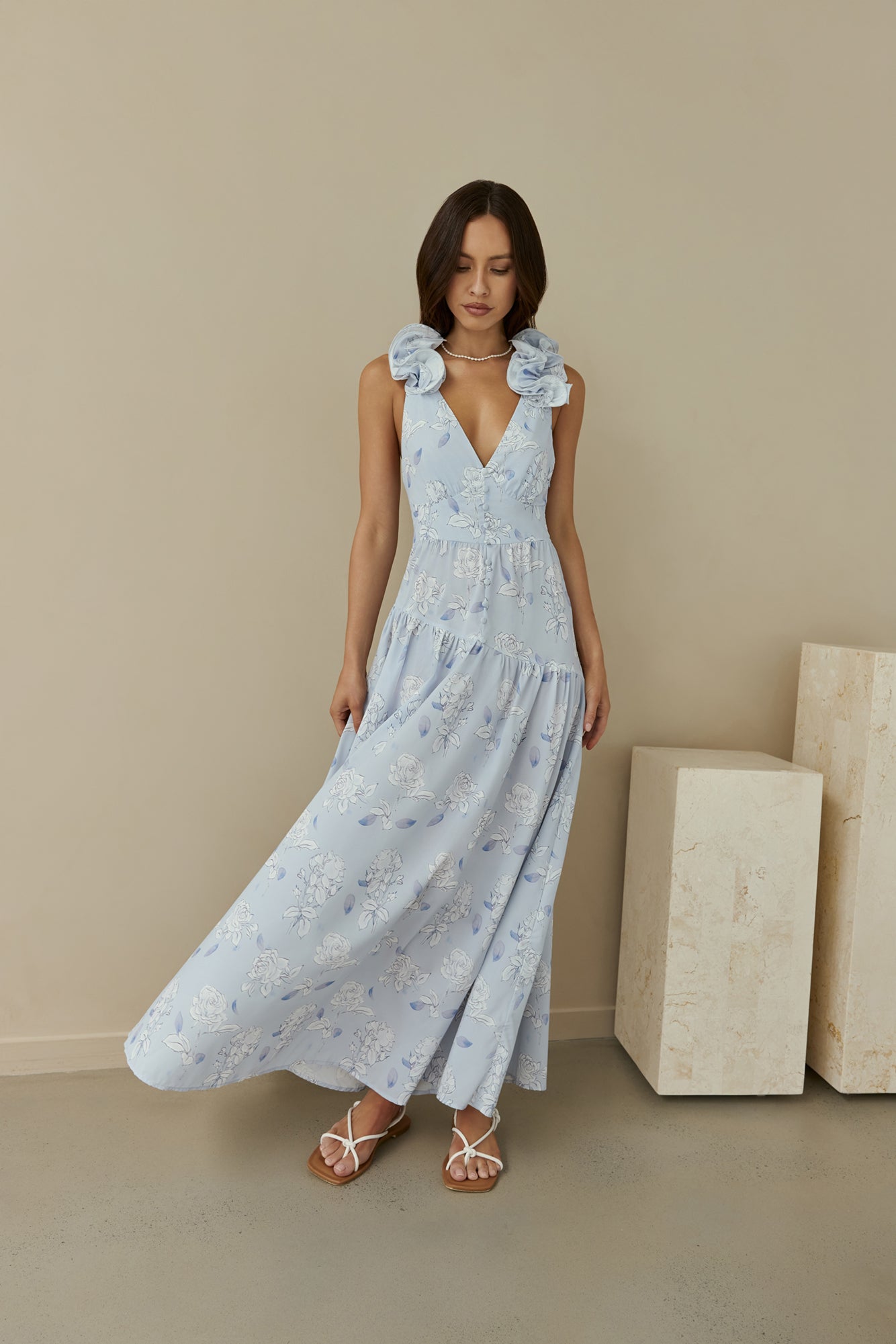 Pretty Smile Maxi Dress Blue-Seaa Fashion