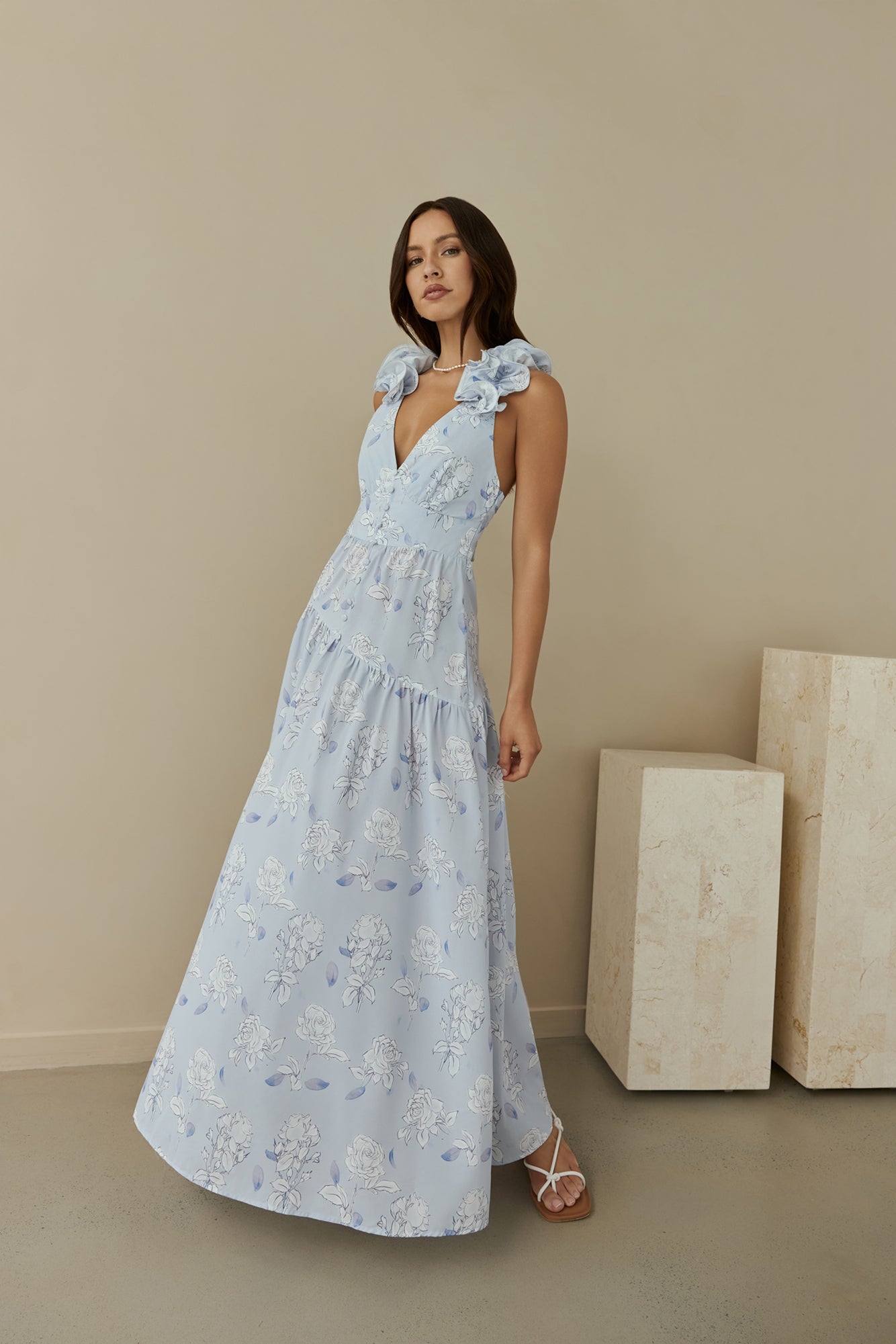 Pretty Smile Maxi Dress Blue-Seaa Fashion