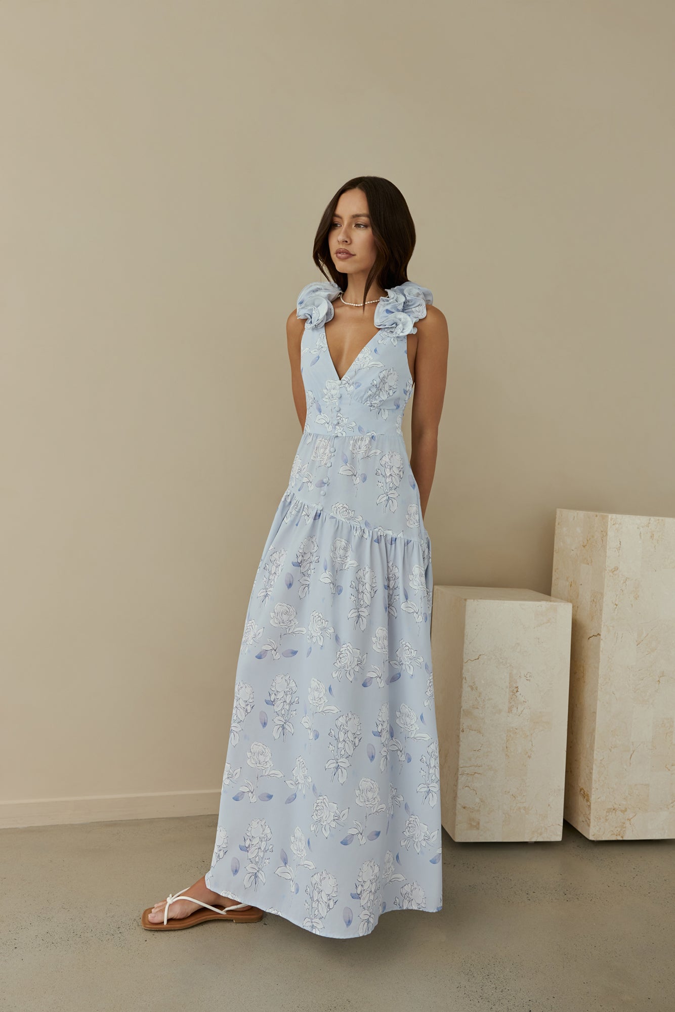 Pretty Smile Maxi Dress Blue-Seaa Fashion