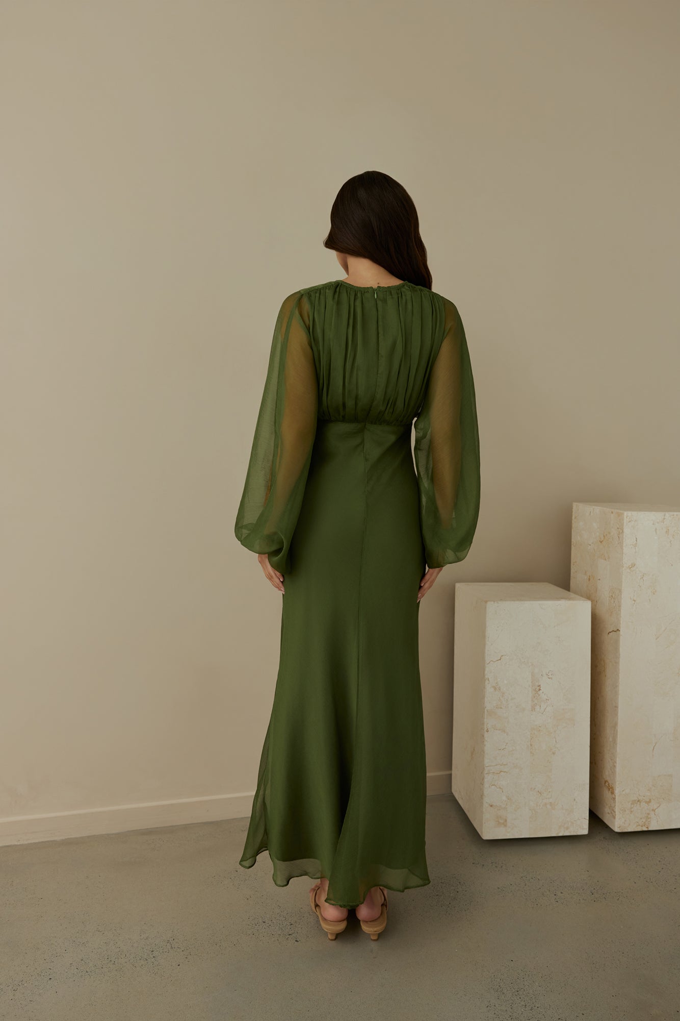 Our Nostalgia Long Sleeve Maxi Dress Green-Seaa Fashion