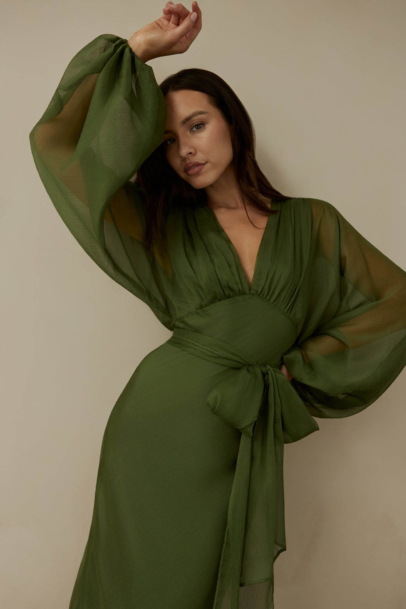 Our Nostalgia Long Sleeve Maxi Dress Green-Seaa Fashion