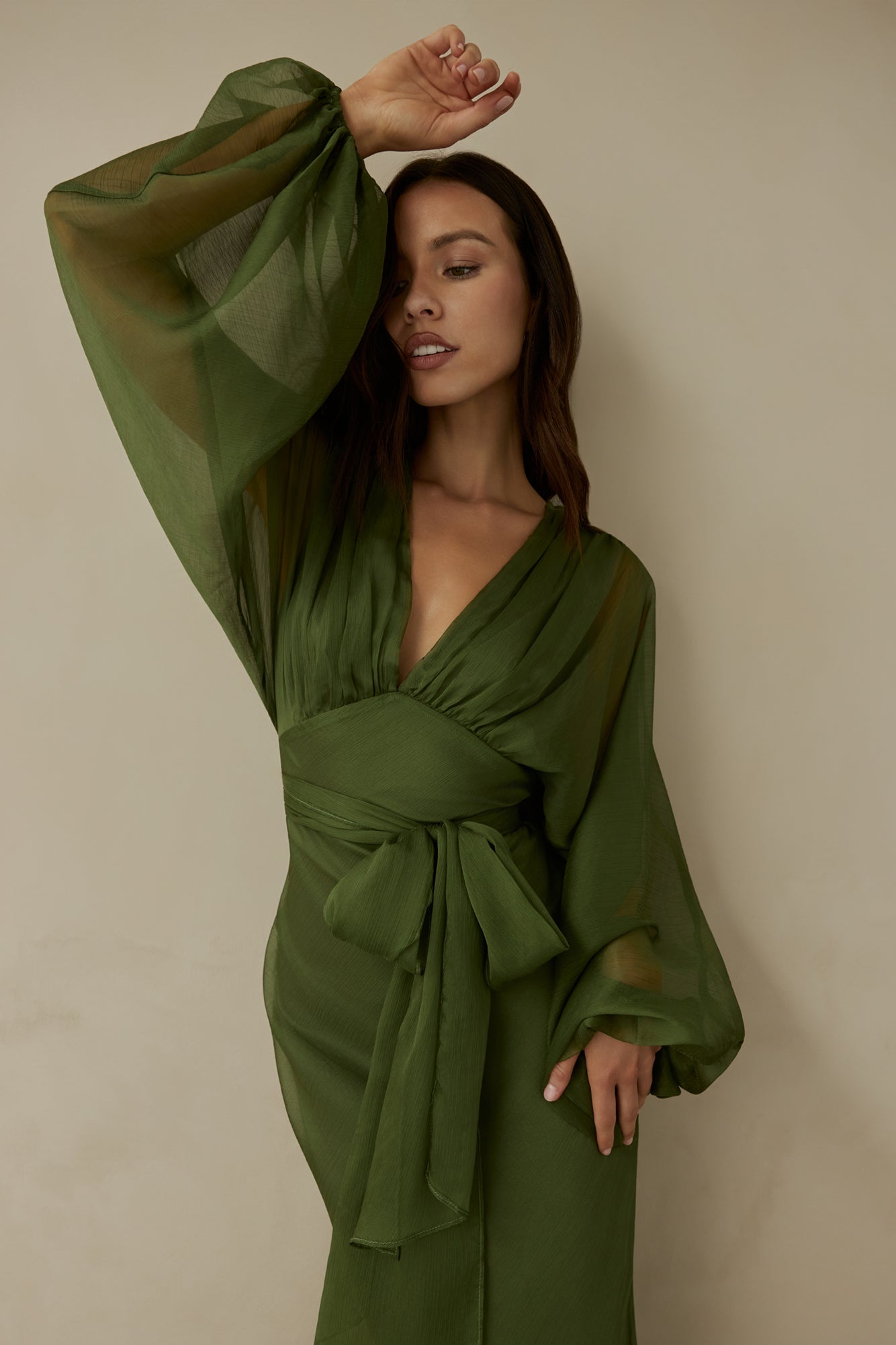 Our Nostalgia Long Sleeve Maxi Dress Green-Seaa Fashion