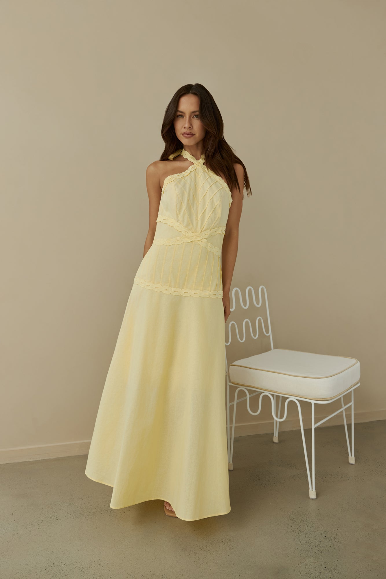 Tropical Dreamer Halter Maxi Dress Yellow-Seaa Fashion