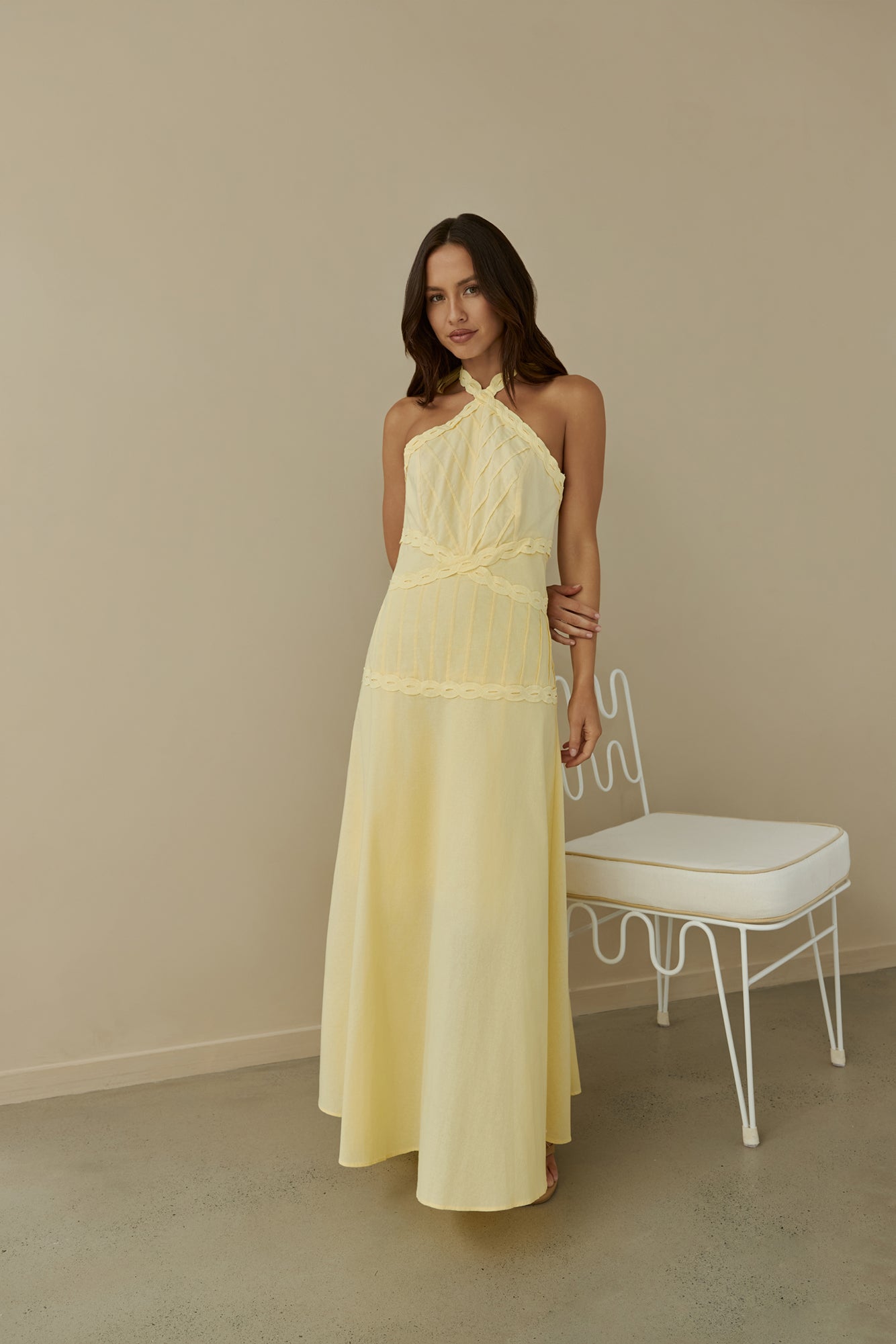 Tropical Dreamer Halter Maxi Dress Yellow-Seaa Fashion