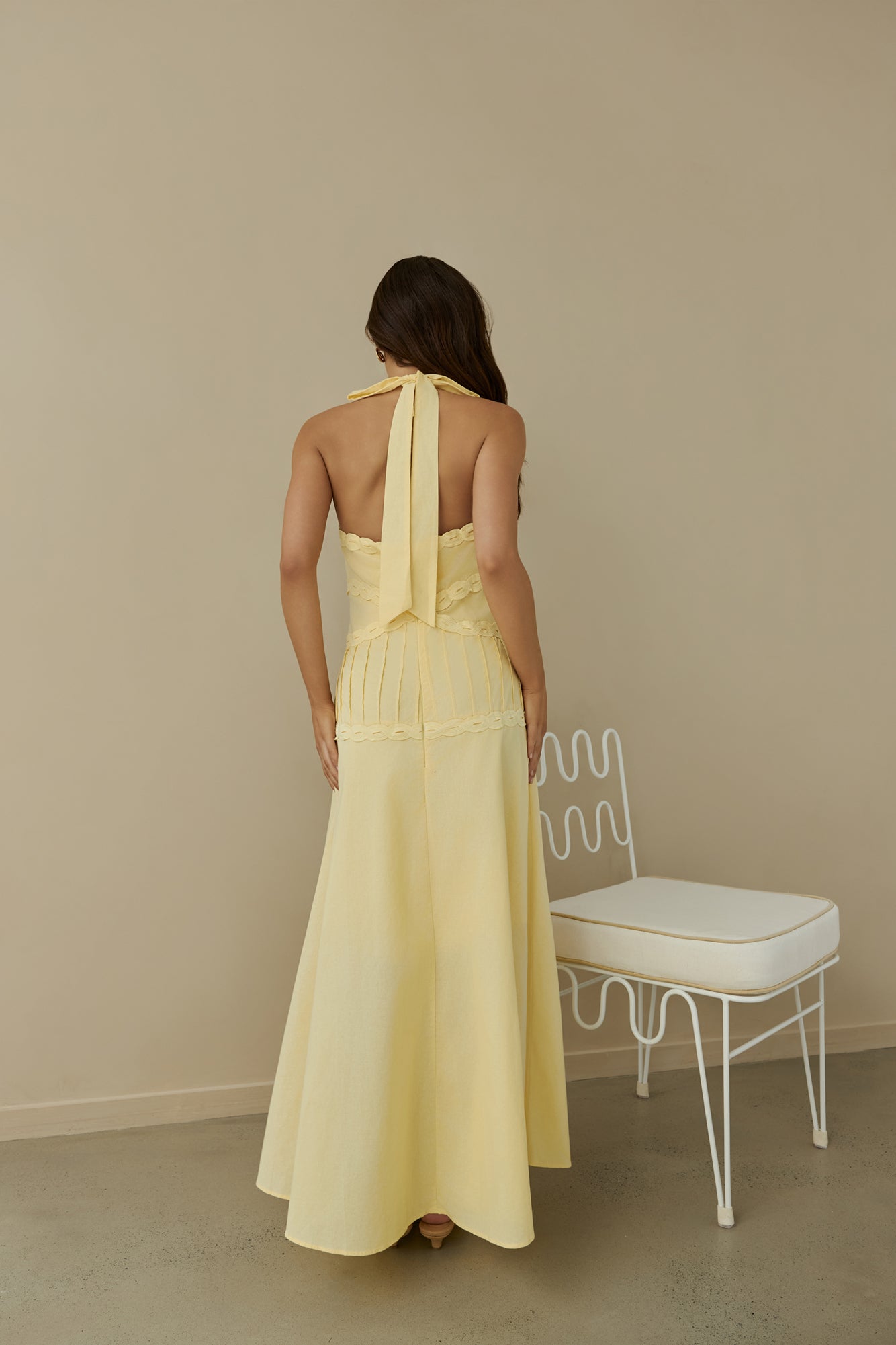 Tropical Dreamer Halter Maxi Dress Yellow-Seaa Fashion