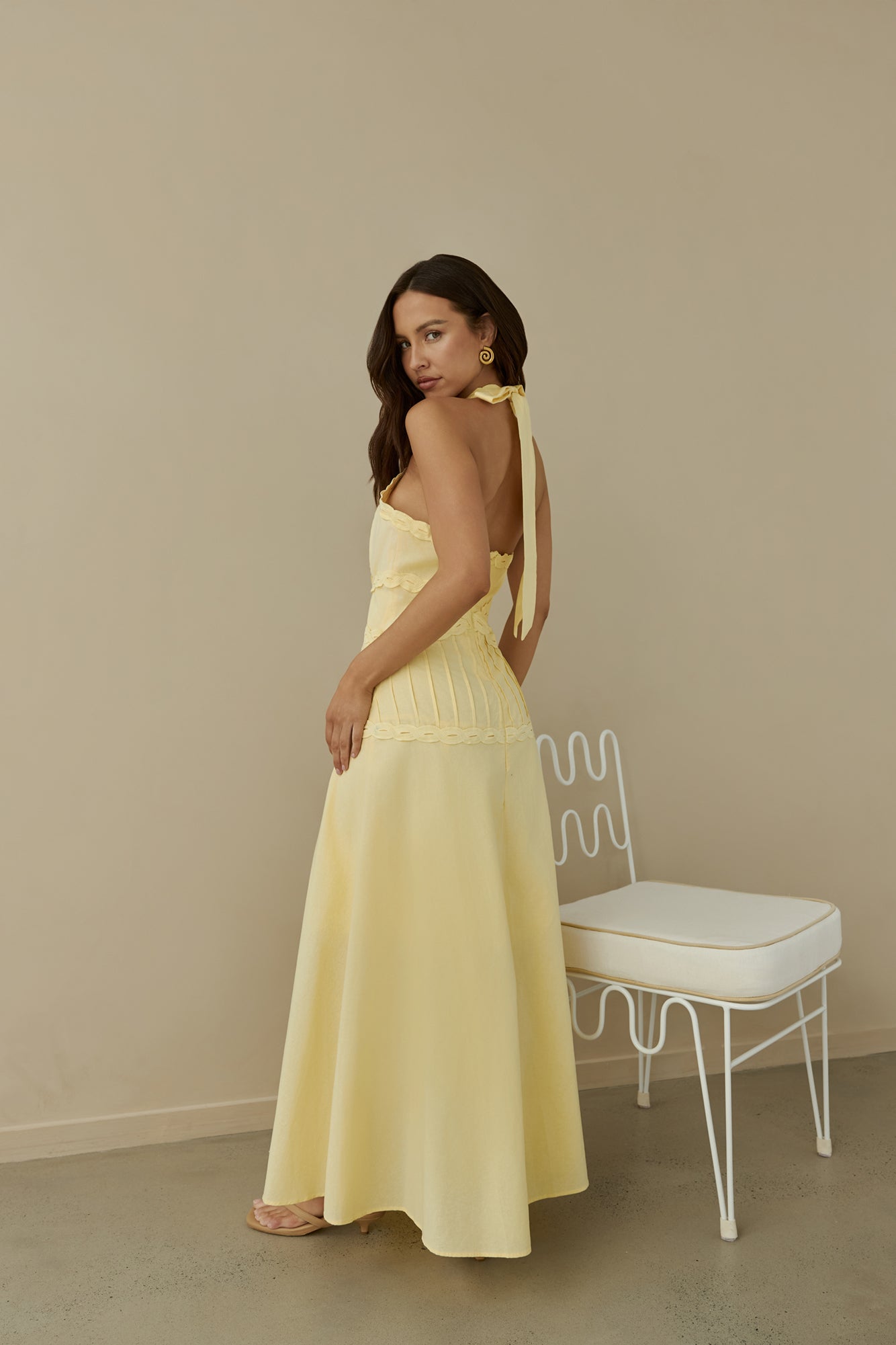 Tropical Dreamer Halter Maxi Dress Yellow-Seaa Fashion