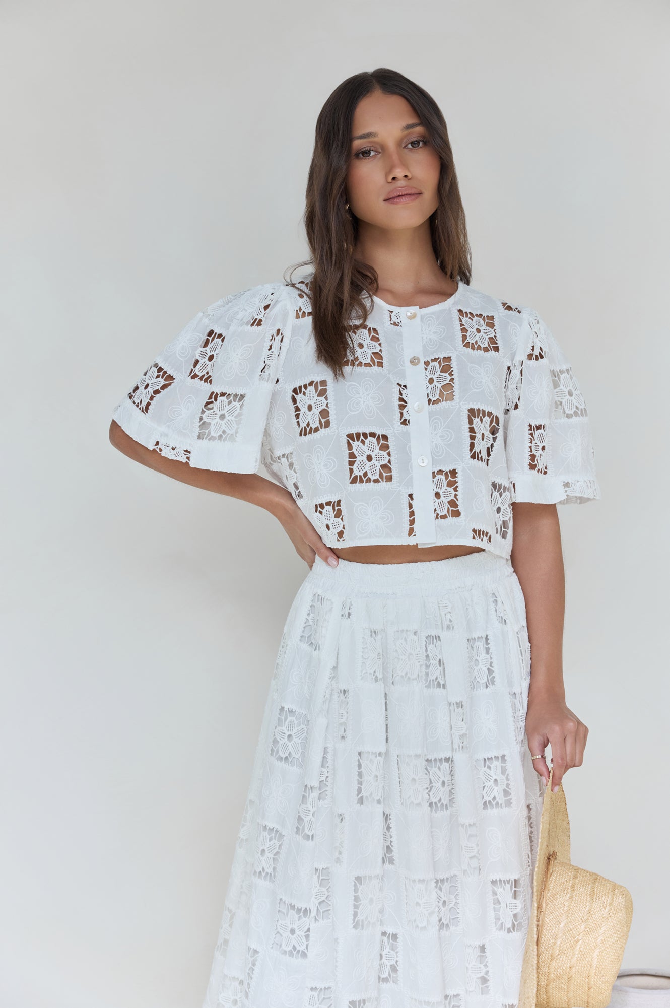 Andolina Crochet Lace Crop Top White-Seaa Fashion