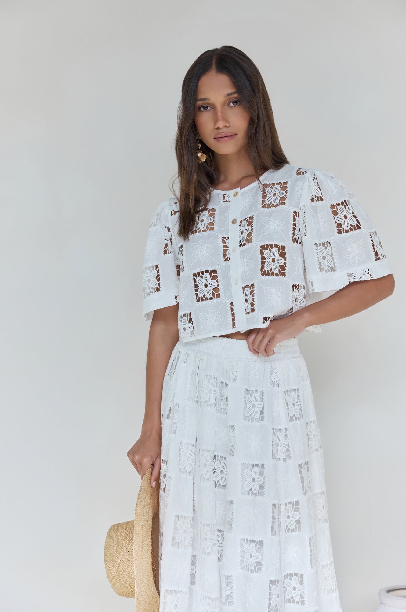 Andolina Crochet Lace Crop Top White-Seaa Fashion