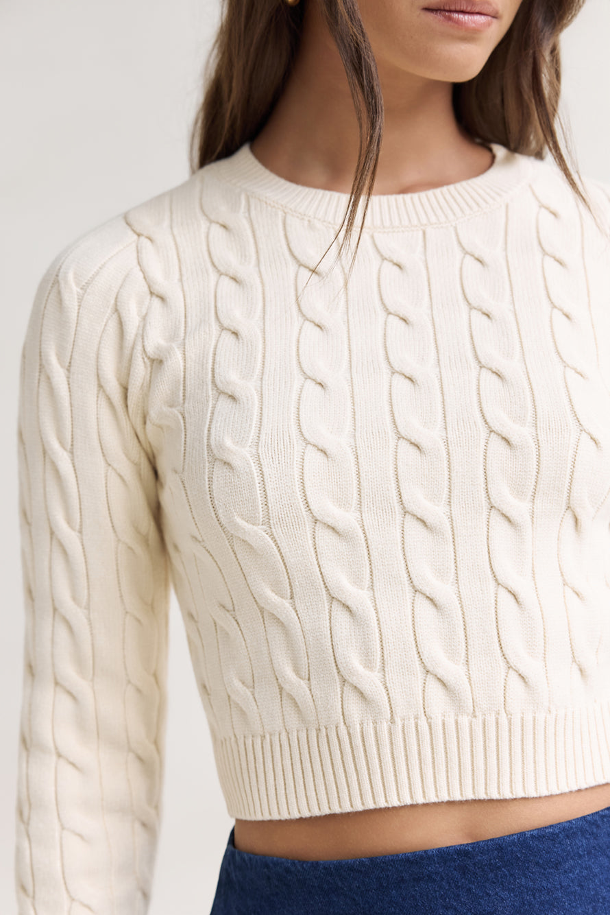 The Exclusive Cable Knit Sweater Cream-Seaa Fashion