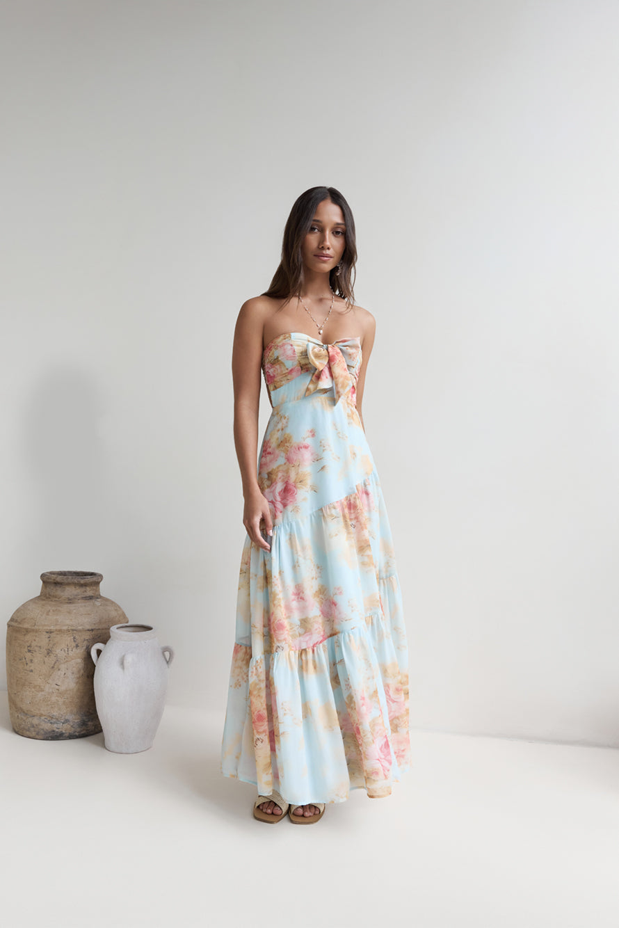 Beyond The Glow Strapless Maxi Dress Print-Seaa Fashion