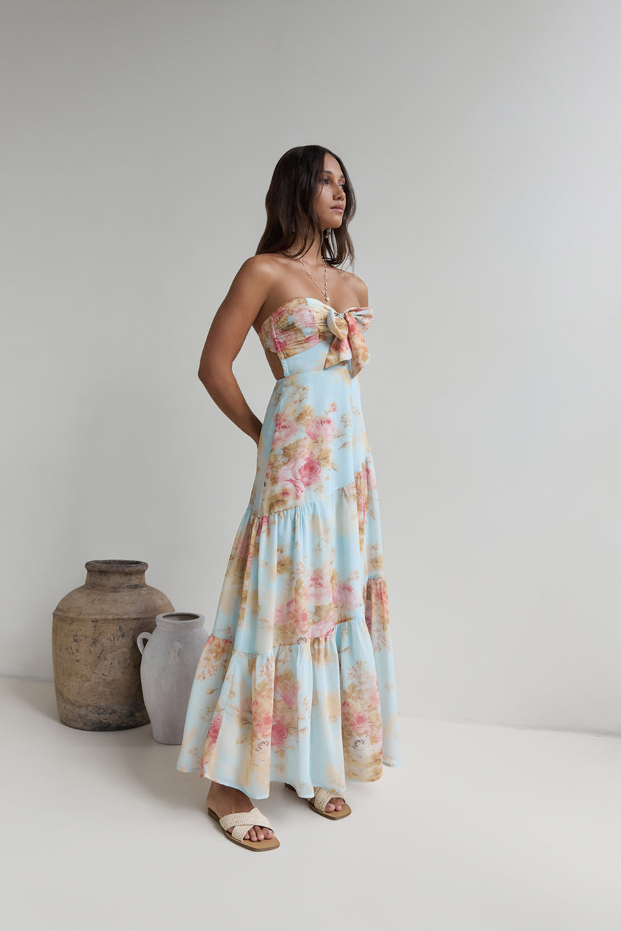 Beyond The Glow Strapless Maxi Dress Print-Seaa Fashion