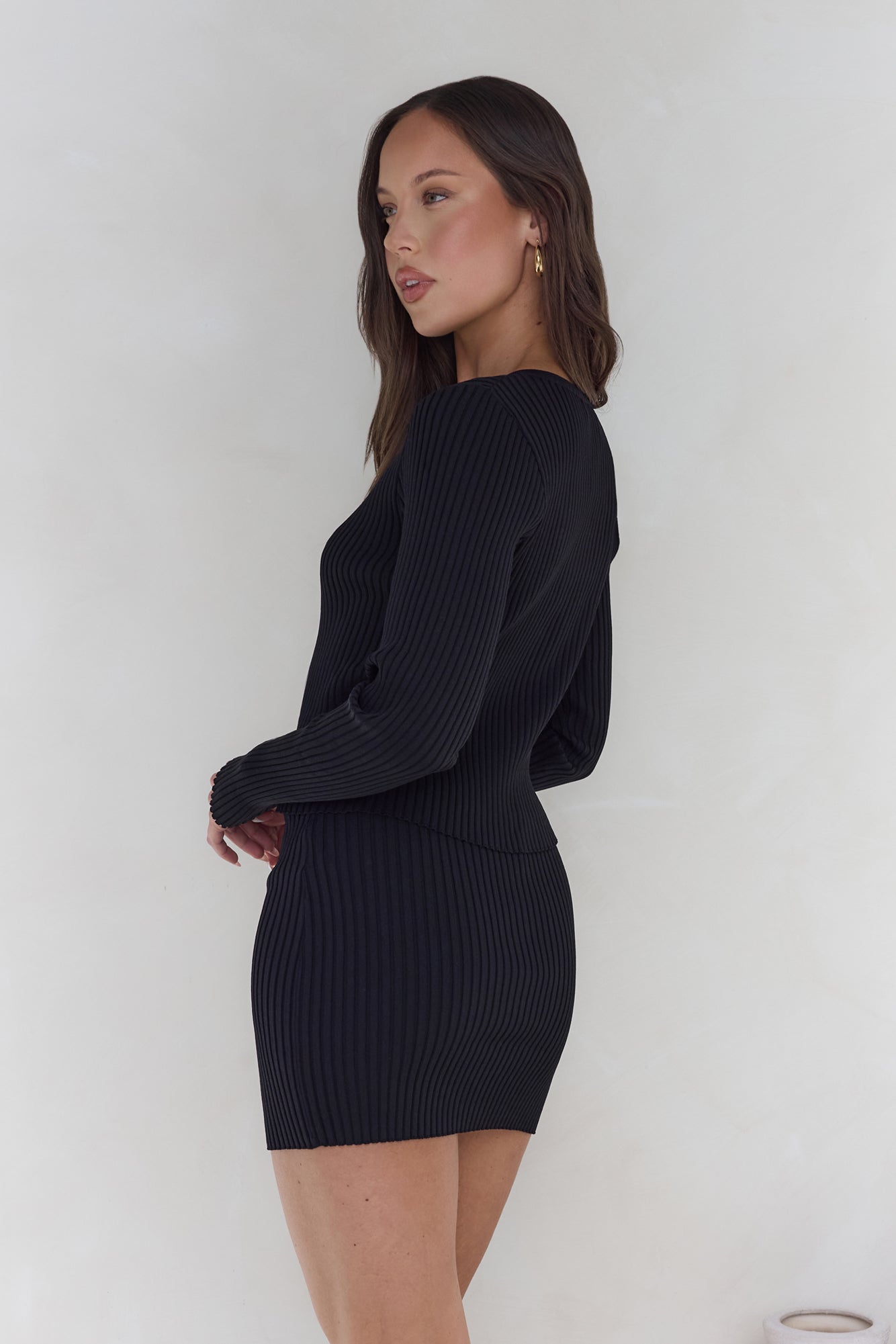 Snowdrop Knit Mini Skirt Black-Seaa Fashion