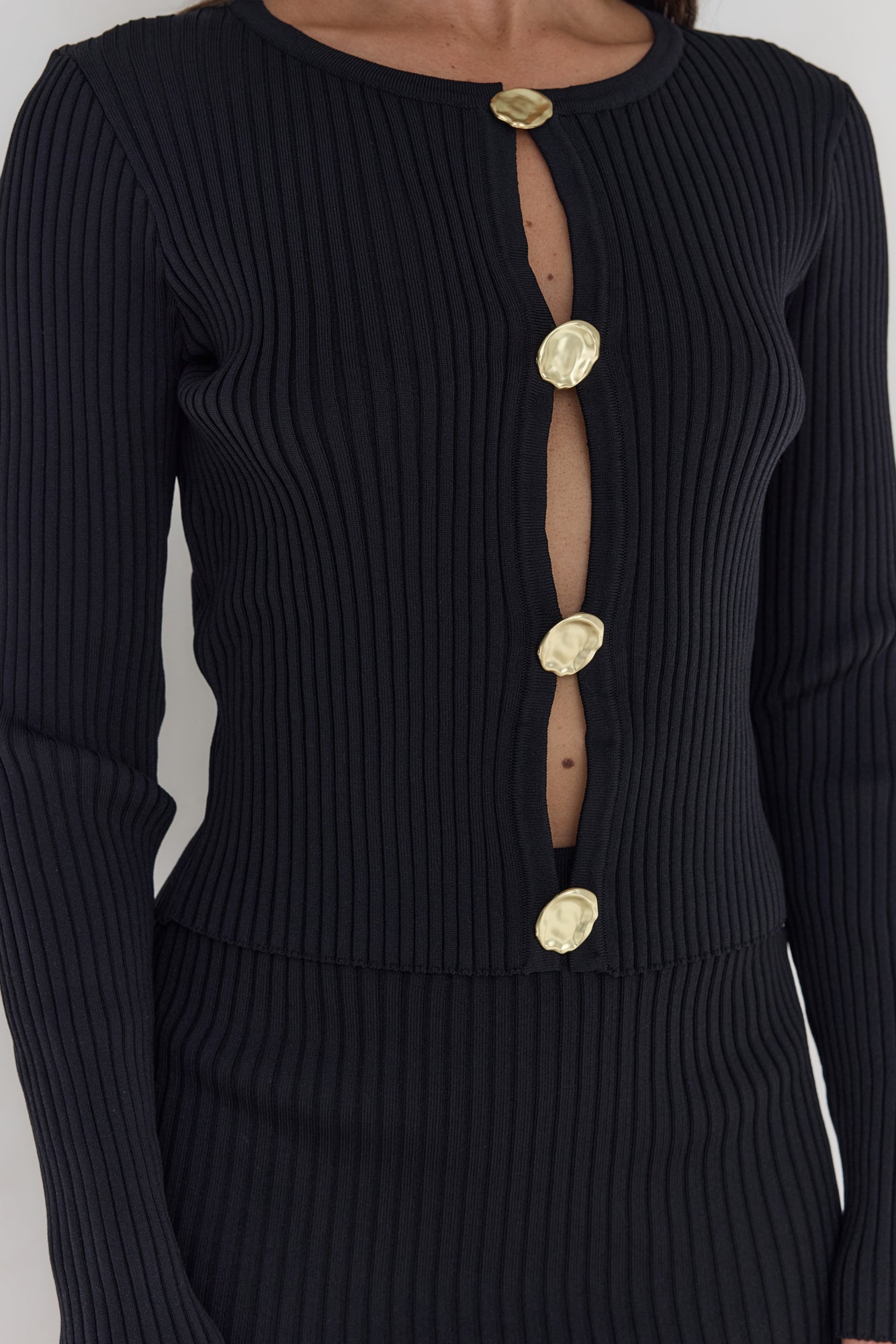 Snowdrop Knit Long Sleeve Top Black-Seaa Fashion