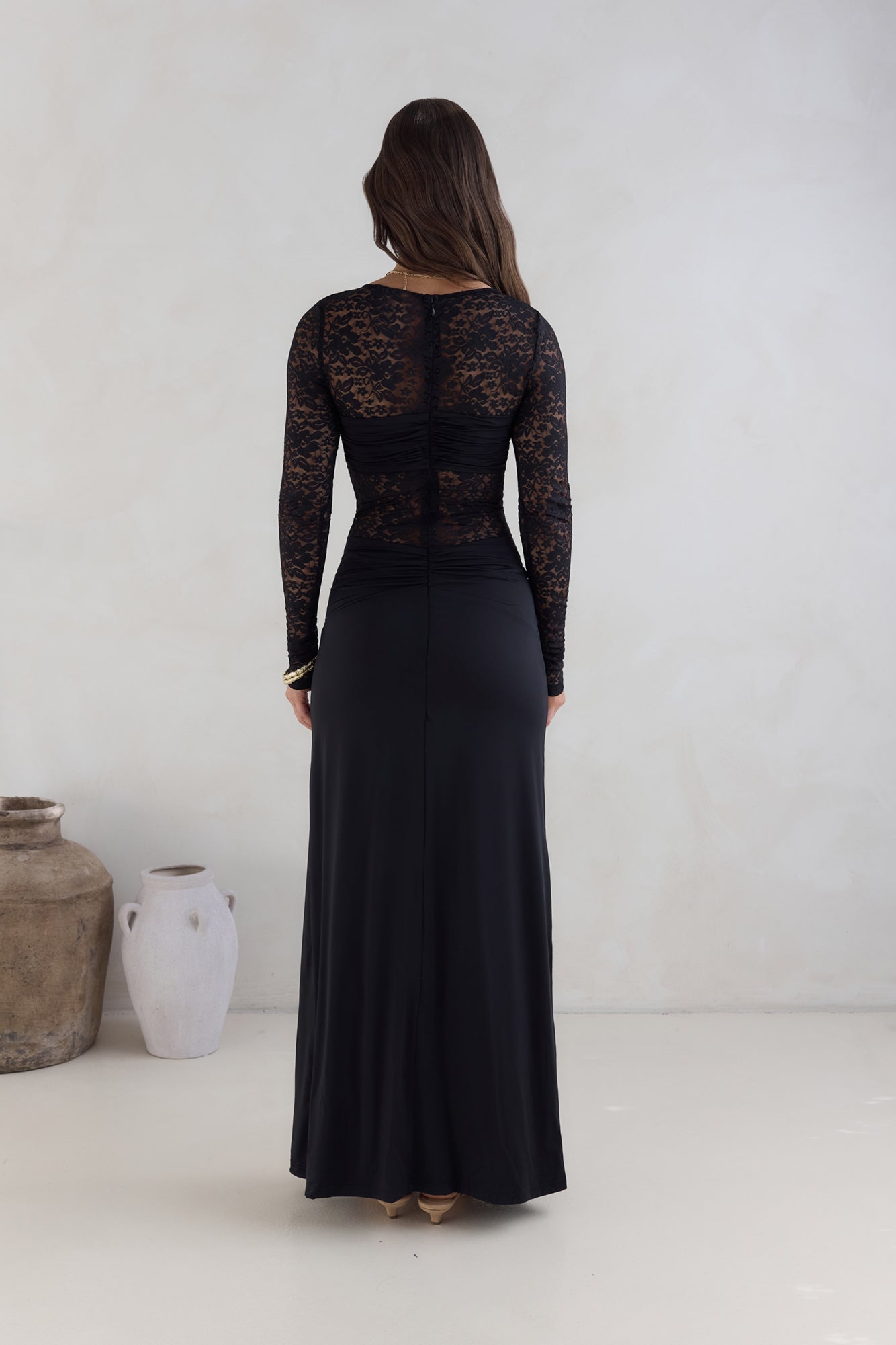 Larna Sleeved Maxi Dress Black-Seaa Fashion