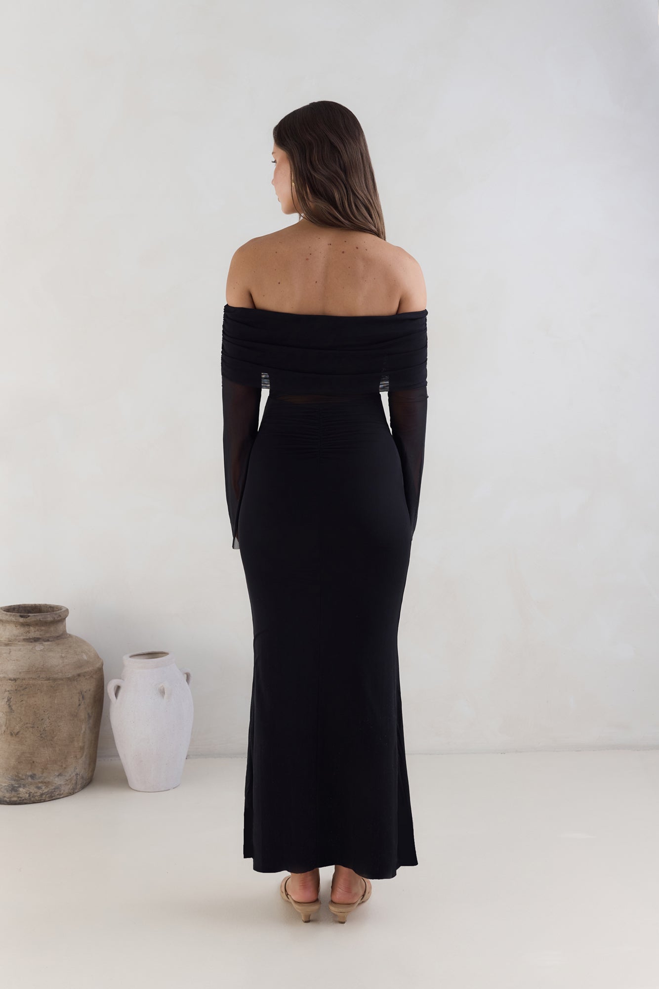 Sands Of Somewhere Off Shoulder Maxi Dress Black-Seaa Fashion