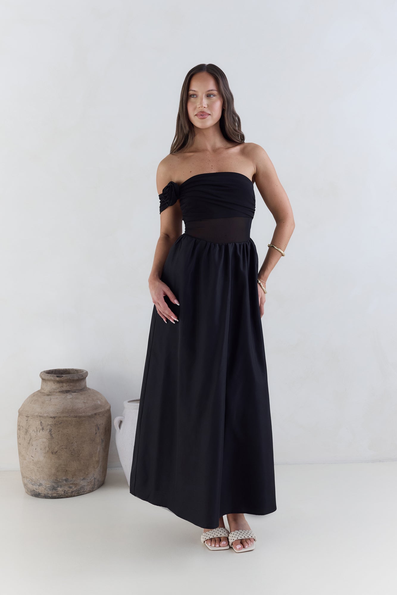 Wish List Getaway One Shoulder Maxi Dress Black-Seaa Fashion