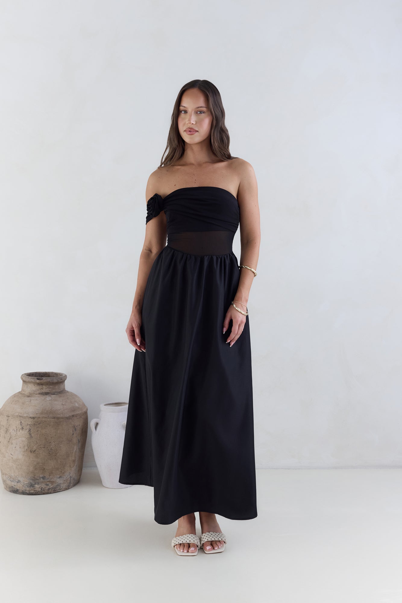 Wish List Getaway One Shoulder Maxi Dress Black-Seaa Fashion