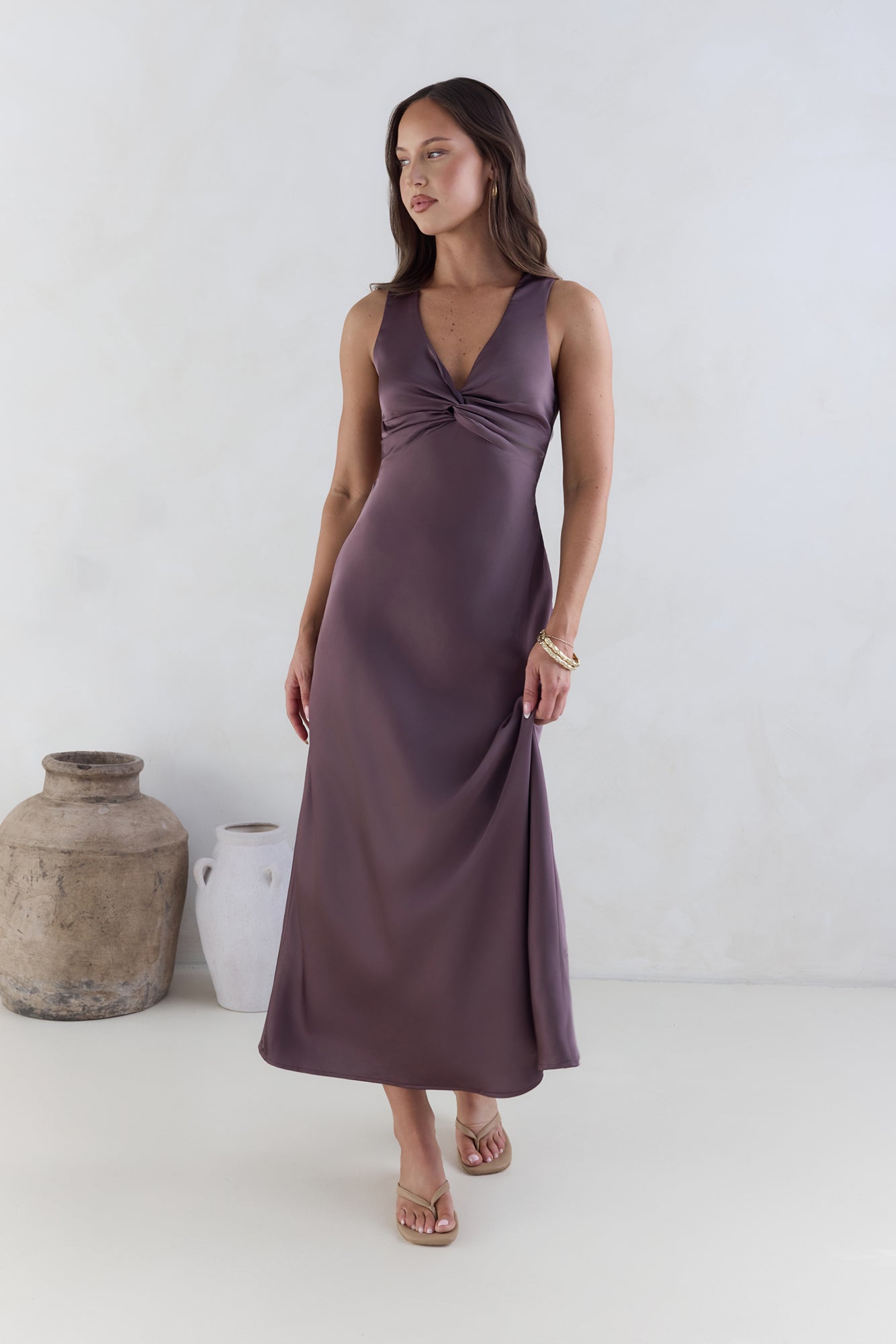 Island Reverie Satin Maxi Dress Purple-Seaa Fashion