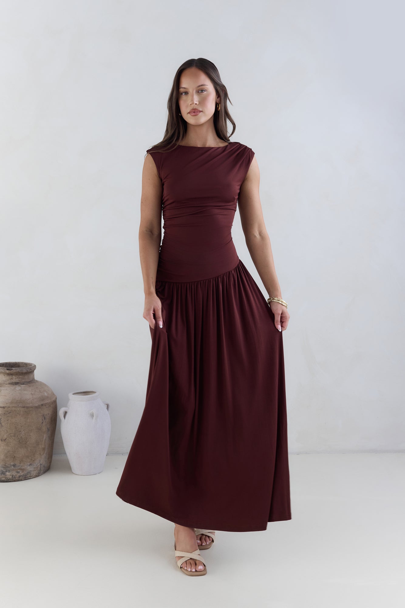 Soluna Maxi Dress Brown-Seaa Fashion