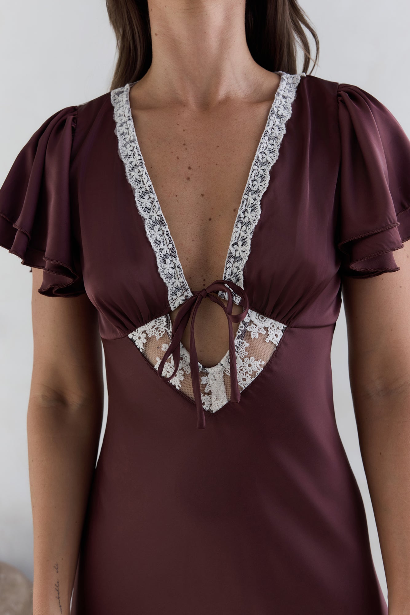 Postcard Dreams Satin Maxi Dress Brown-Seaa Fashion