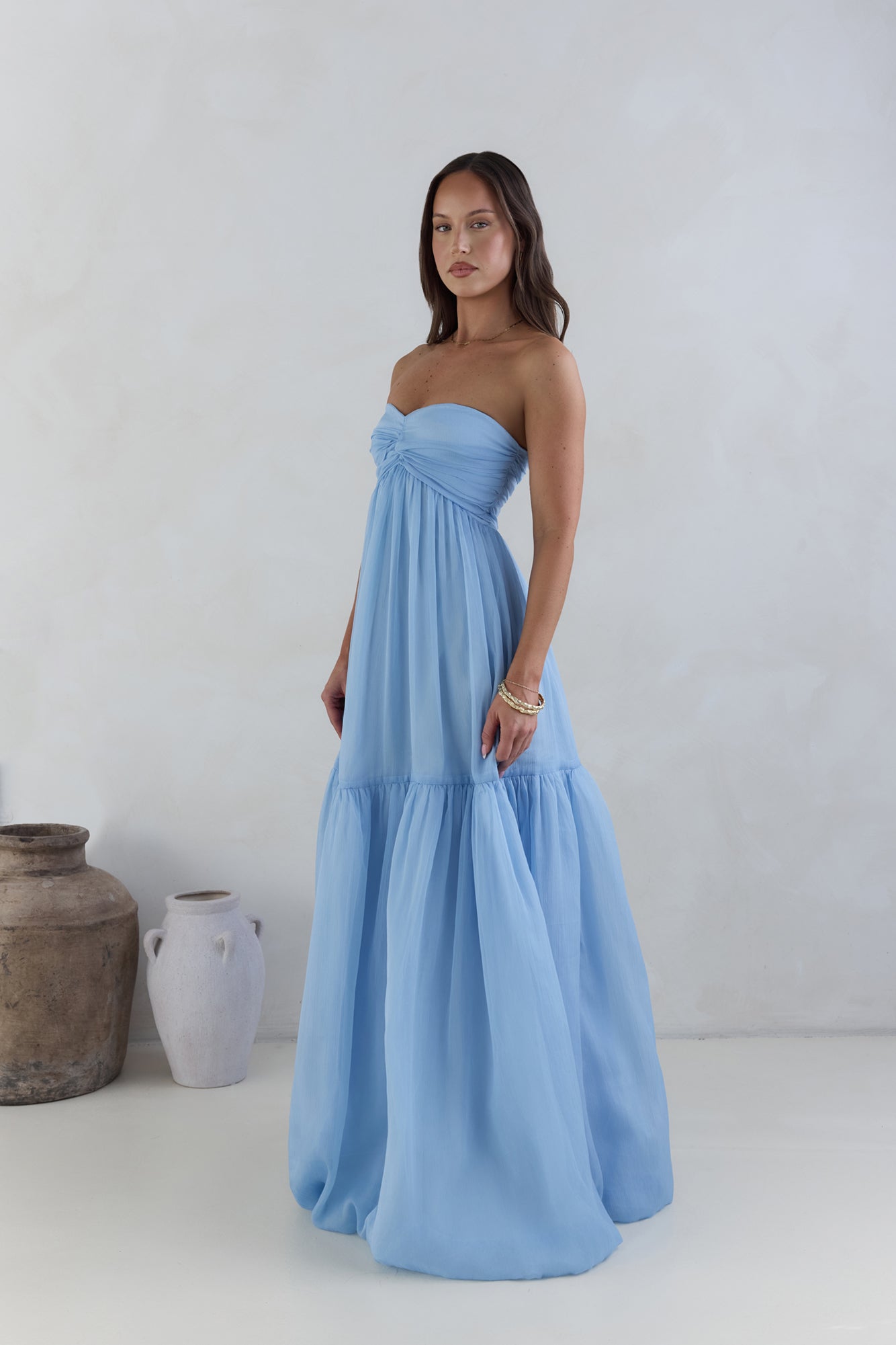 Unforgettable Style Strapless Maxi Dress Blue-Seaa Fashion