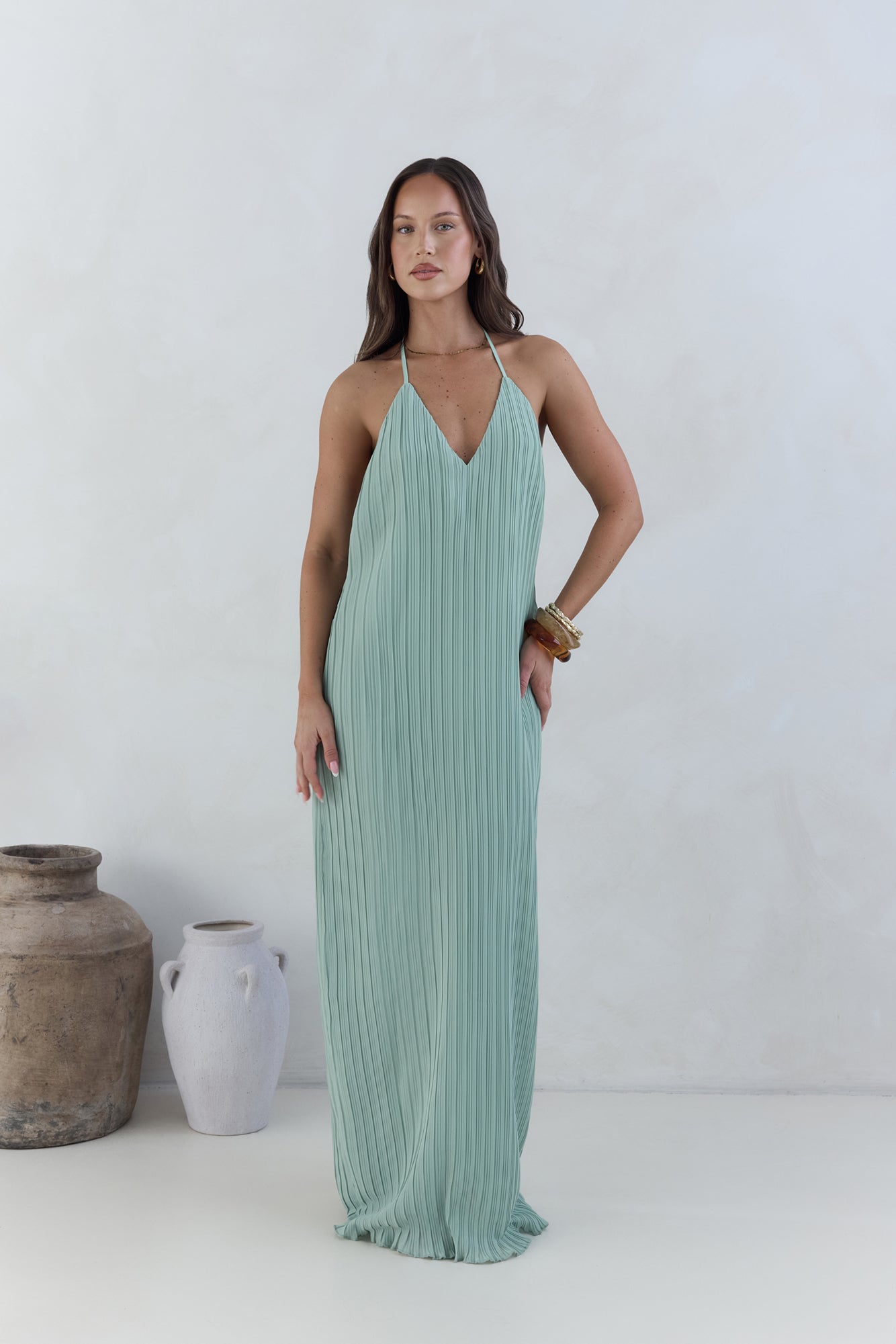 Coastal Euphoria Halter Maxi Dress Green-Seaa Fashion