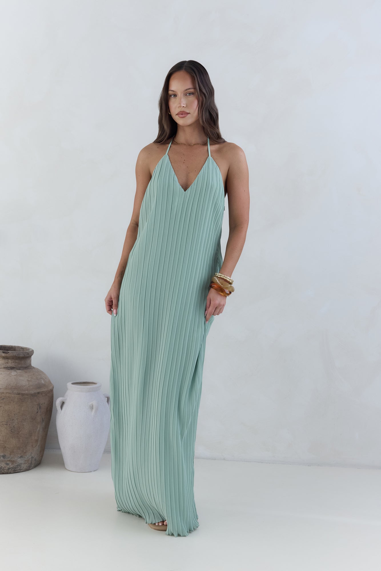 Coastal Euphoria Halter Maxi Dress Green-Seaa Fashion
