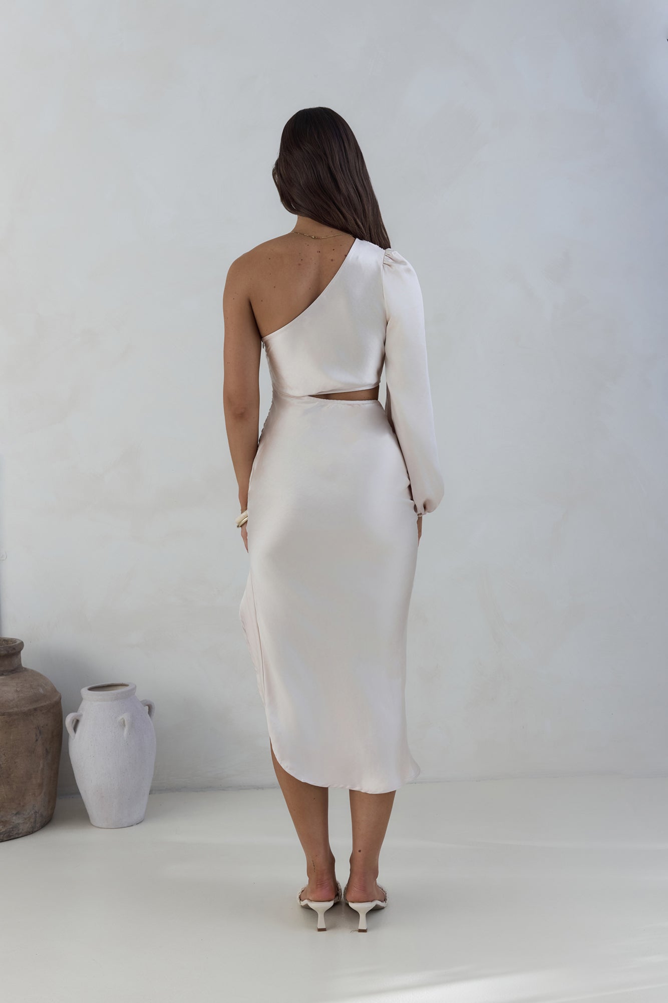 Whisk Away Midi Dress Champagne-Seaa Fashion
