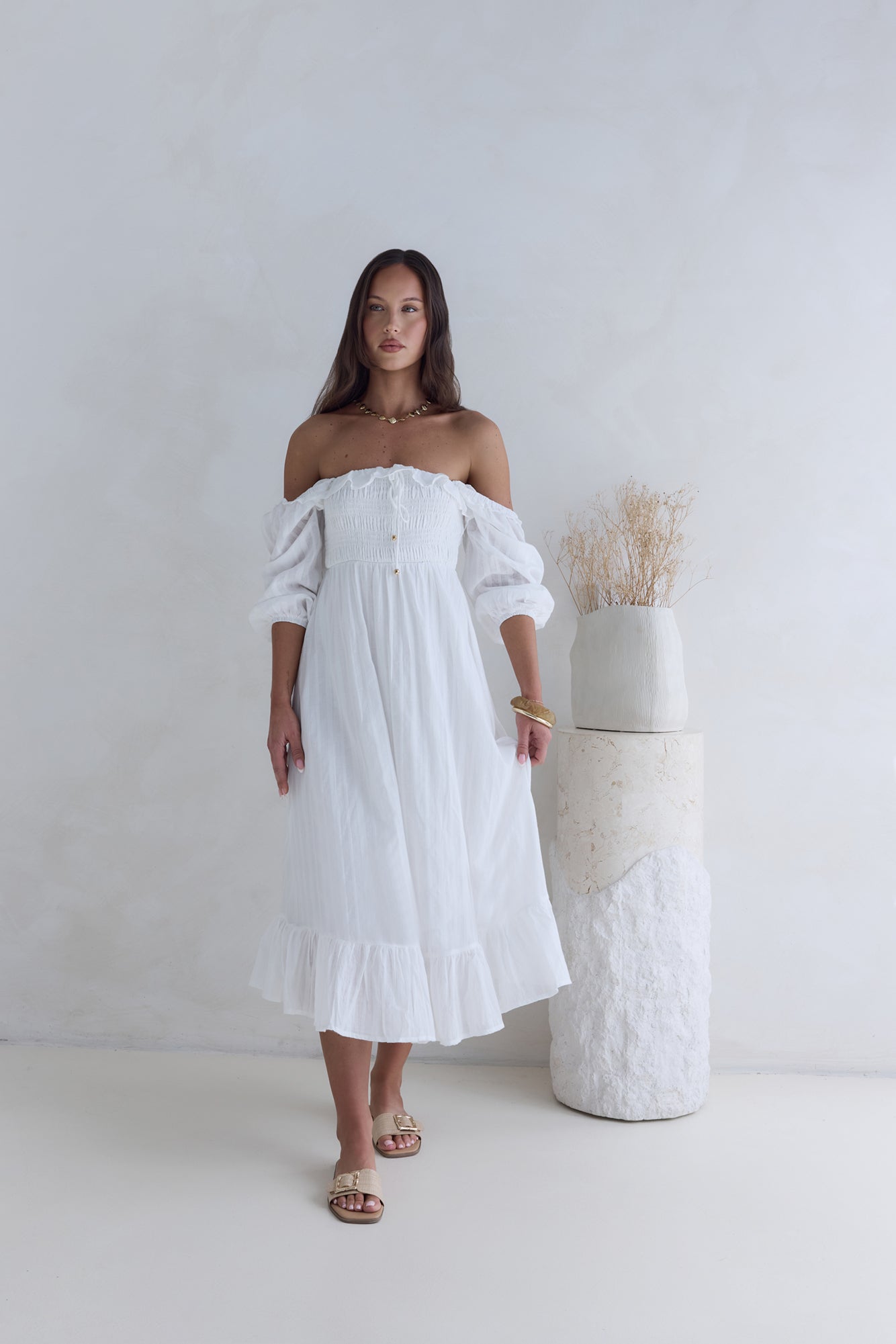 Loved By The Moon Midi Dress White-Seaa Fashion