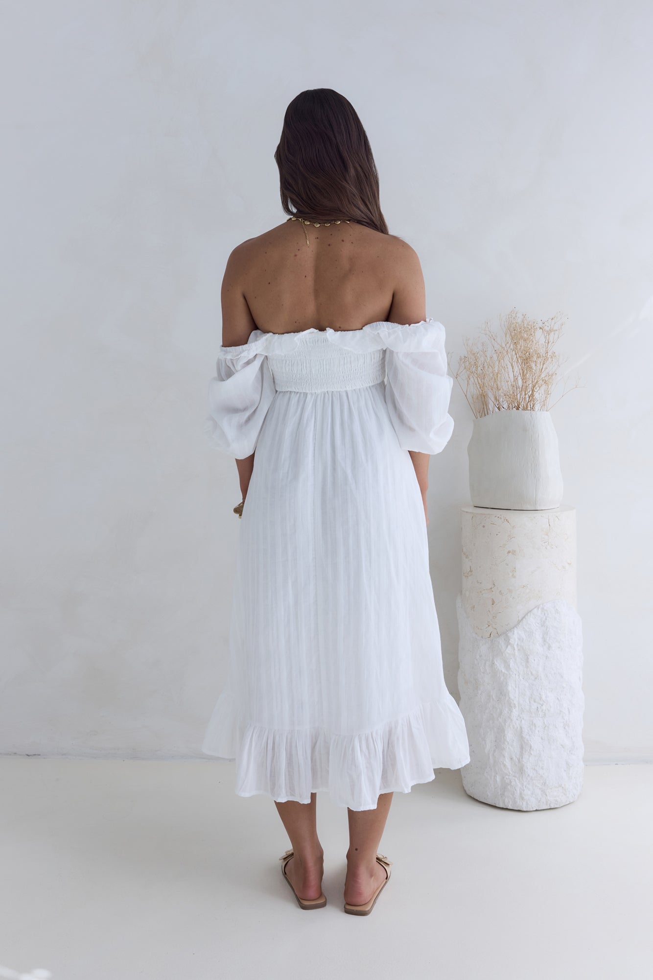 Loved By The Moon Midi Dress White-Seaa Fashion