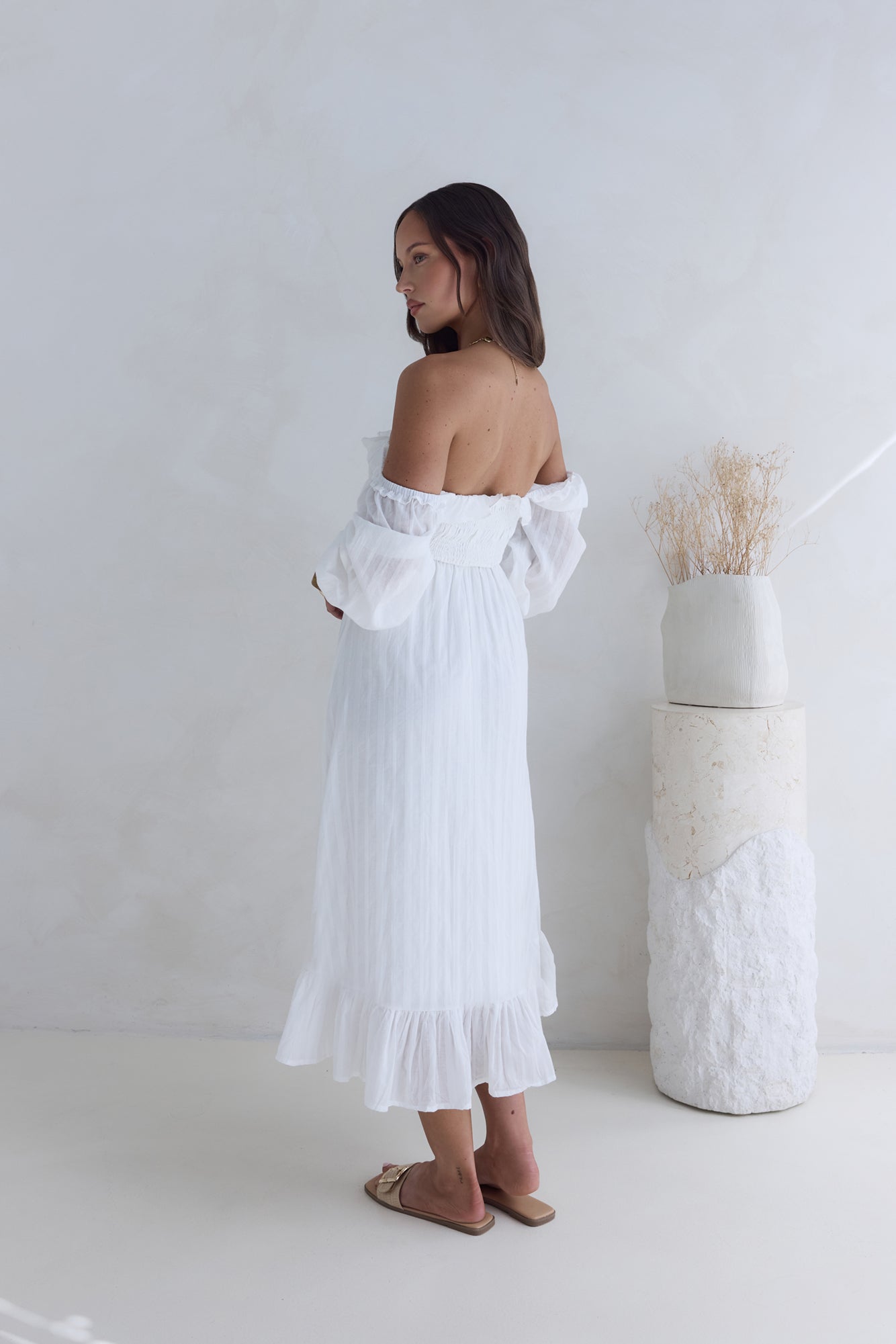 Loved By The Moon Midi Dress White-Seaa Fashion