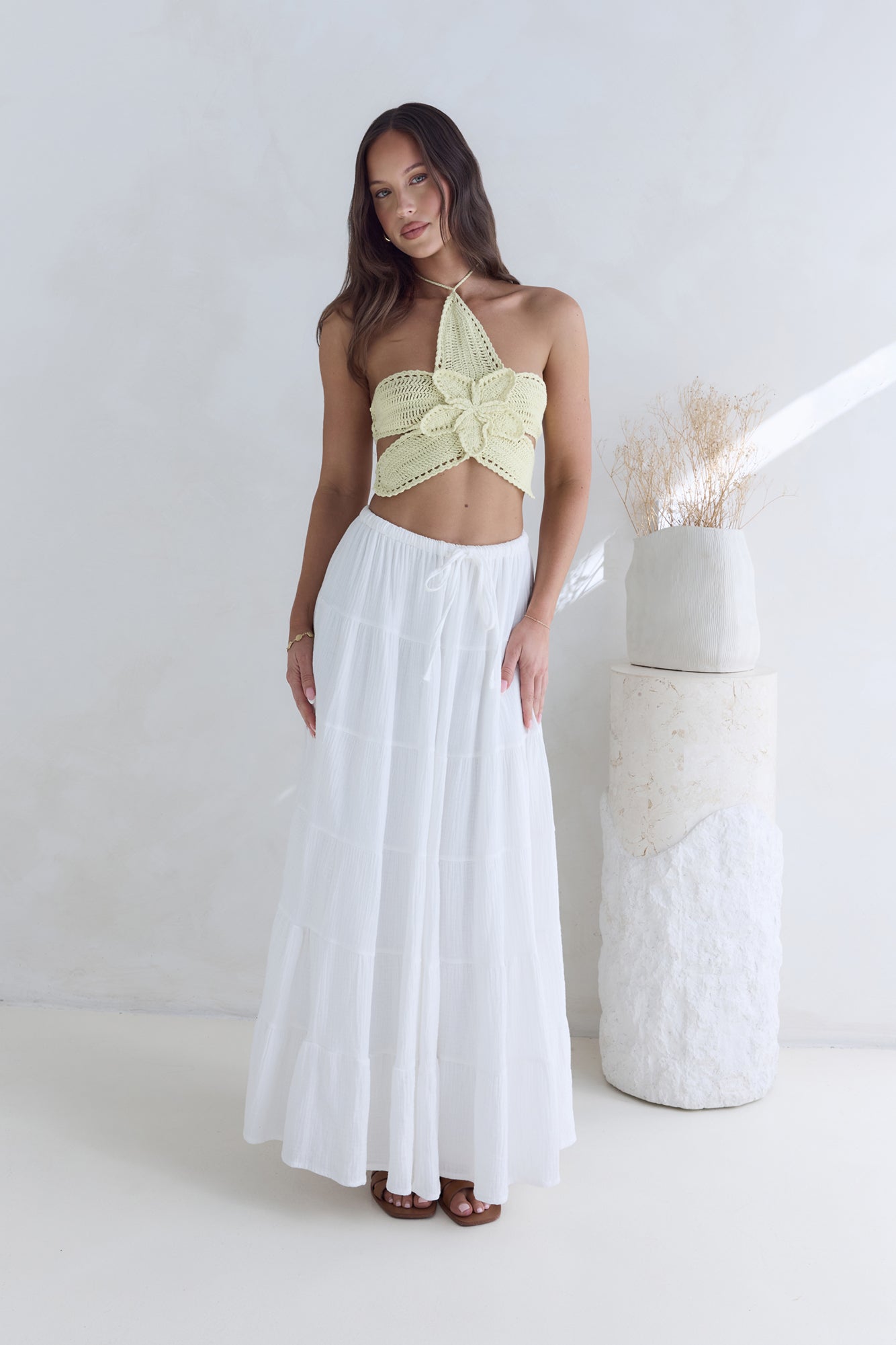 Monte Carlo Muse Knit Halter Top Yellow-Seaa Fashion