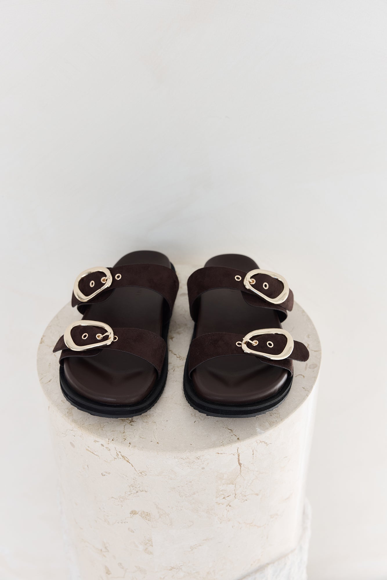Theresa Slides Dark Cacao Suede-Seaa Fashion