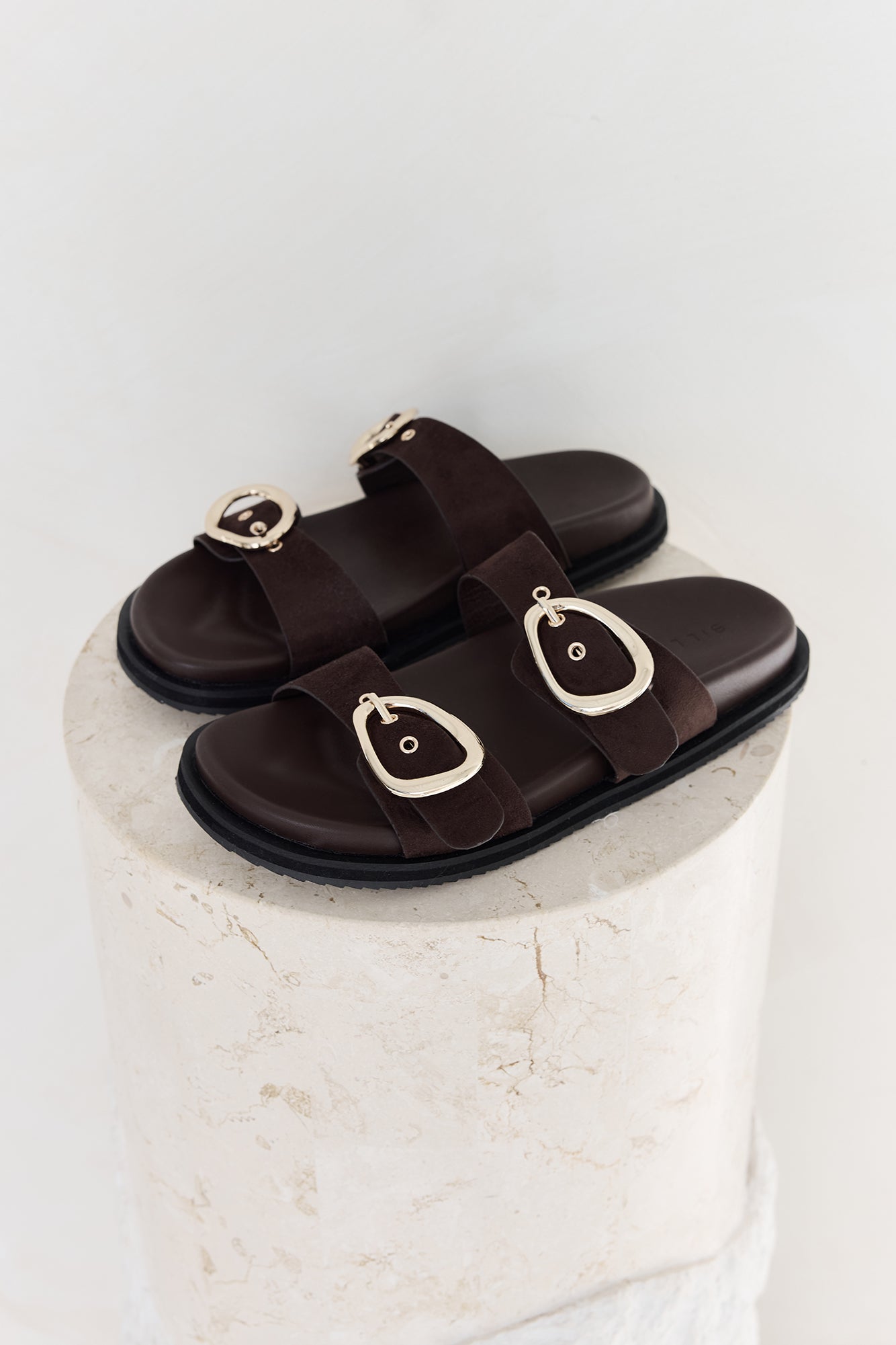 Theresa Slides Dark Cacao Suede-Seaa Fashion