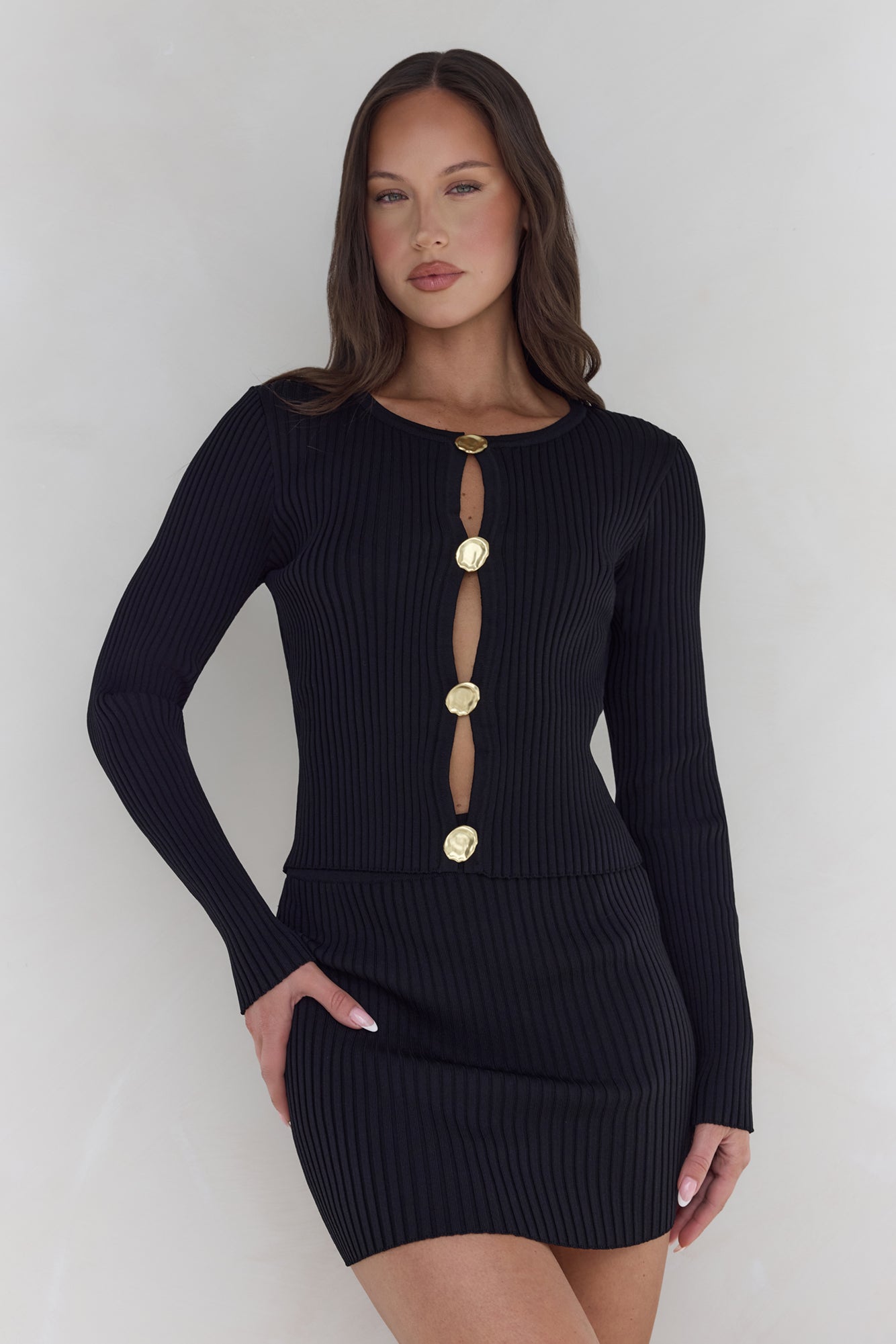 Snowdrop Knit Mini Skirt Black-Seaa Fashion