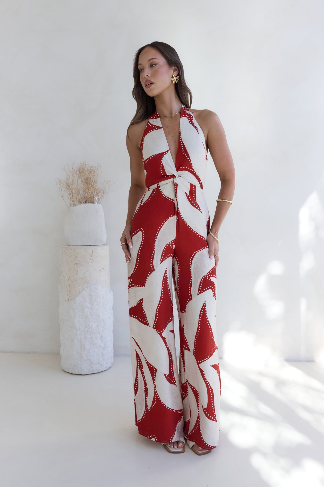 Arlette Halter Jumpsuit Arlette Red-Seaa Fashion