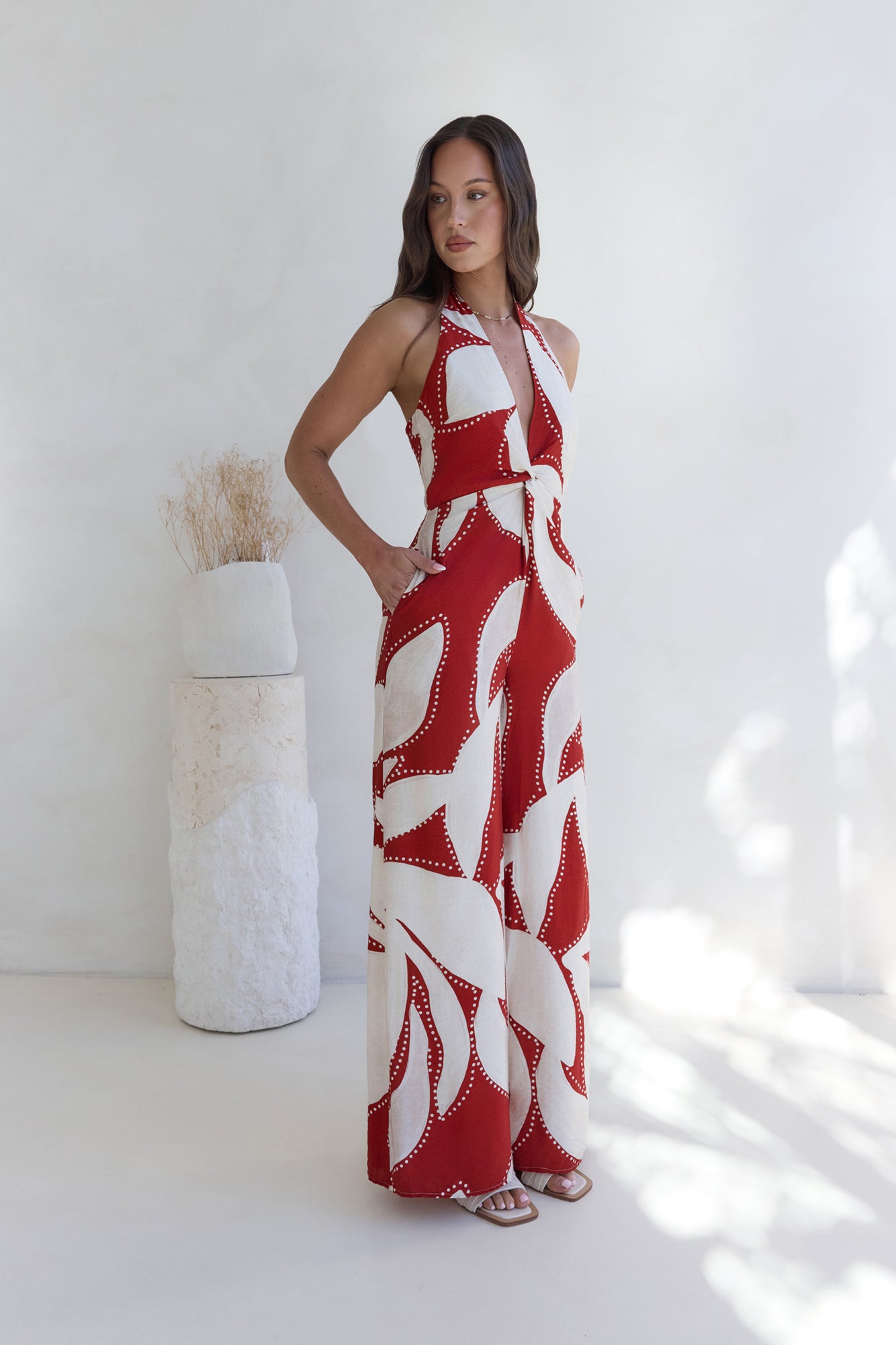 Arlette Halter Jumpsuit Arlette Red-Seaa Fashion