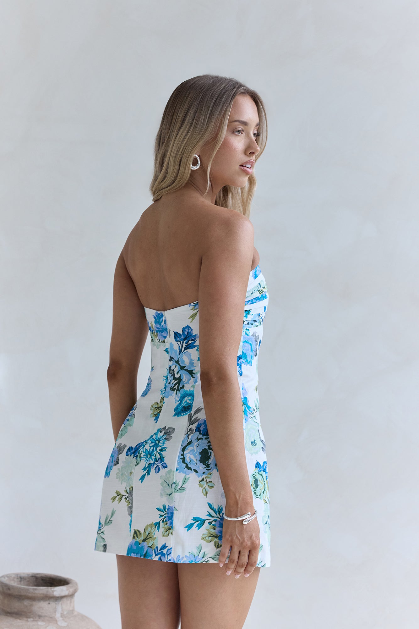 Rose Drift Strapless Mini Dress Blue-Seaa Fashion