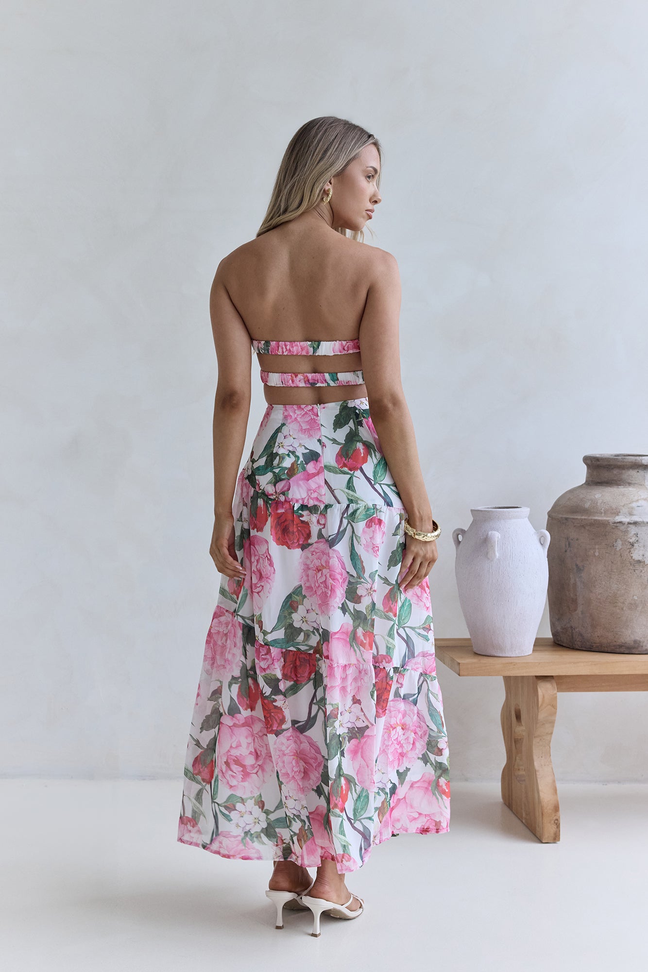 Bouquet In Bloom Strapless Maxi Dress Pink-Seaa Fashion