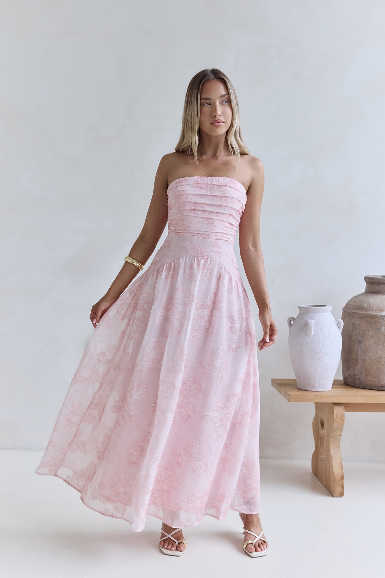 Cloud Kissed Paths Strapless Maxi Dress Pink-Seaa Fashion