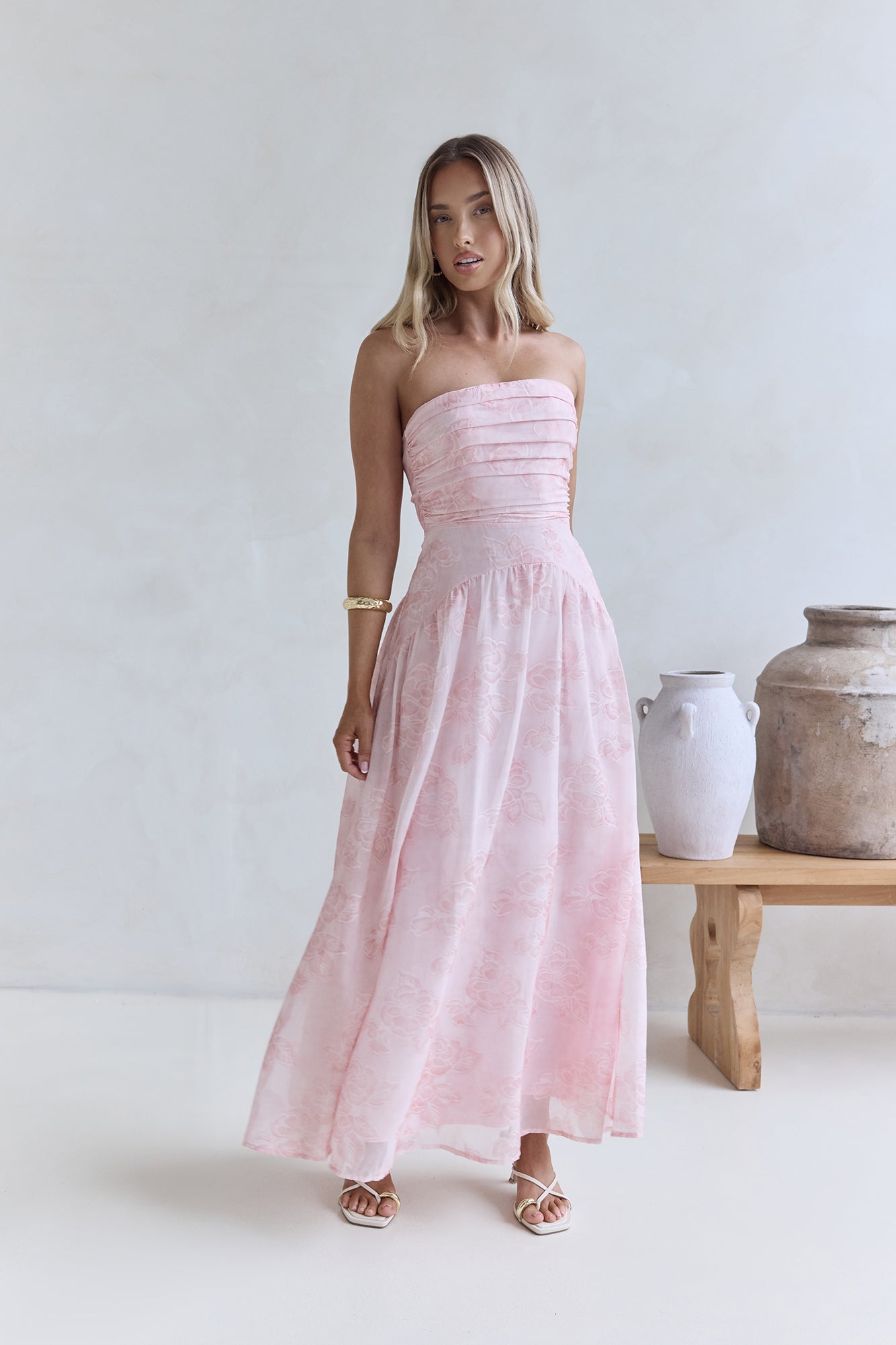 Cloud Kissed Paths Strapless Maxi Dress Pink-Seaa Fashion