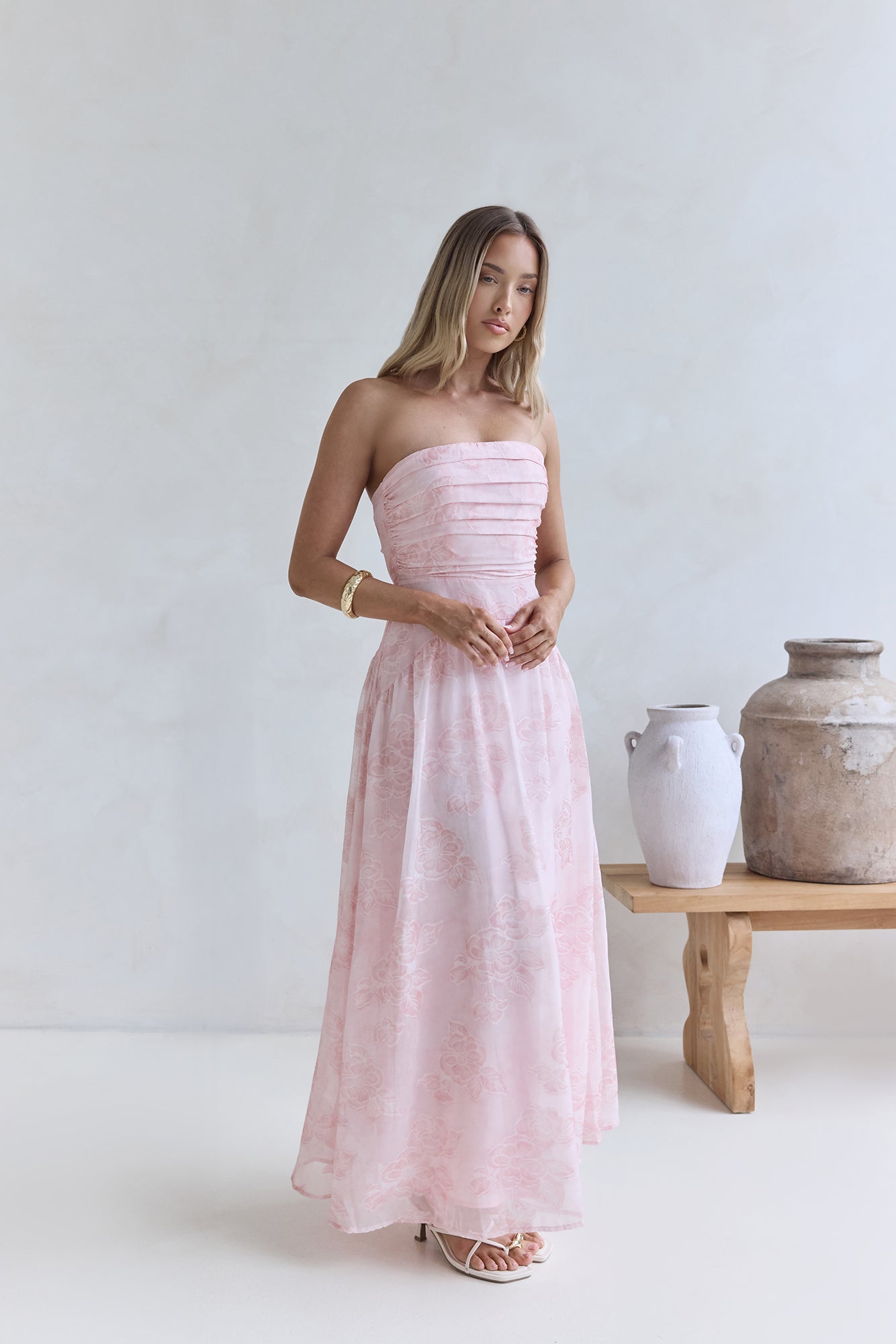 Cloud Kissed Paths Strapless Maxi Dress Pink-Seaa Fashion
