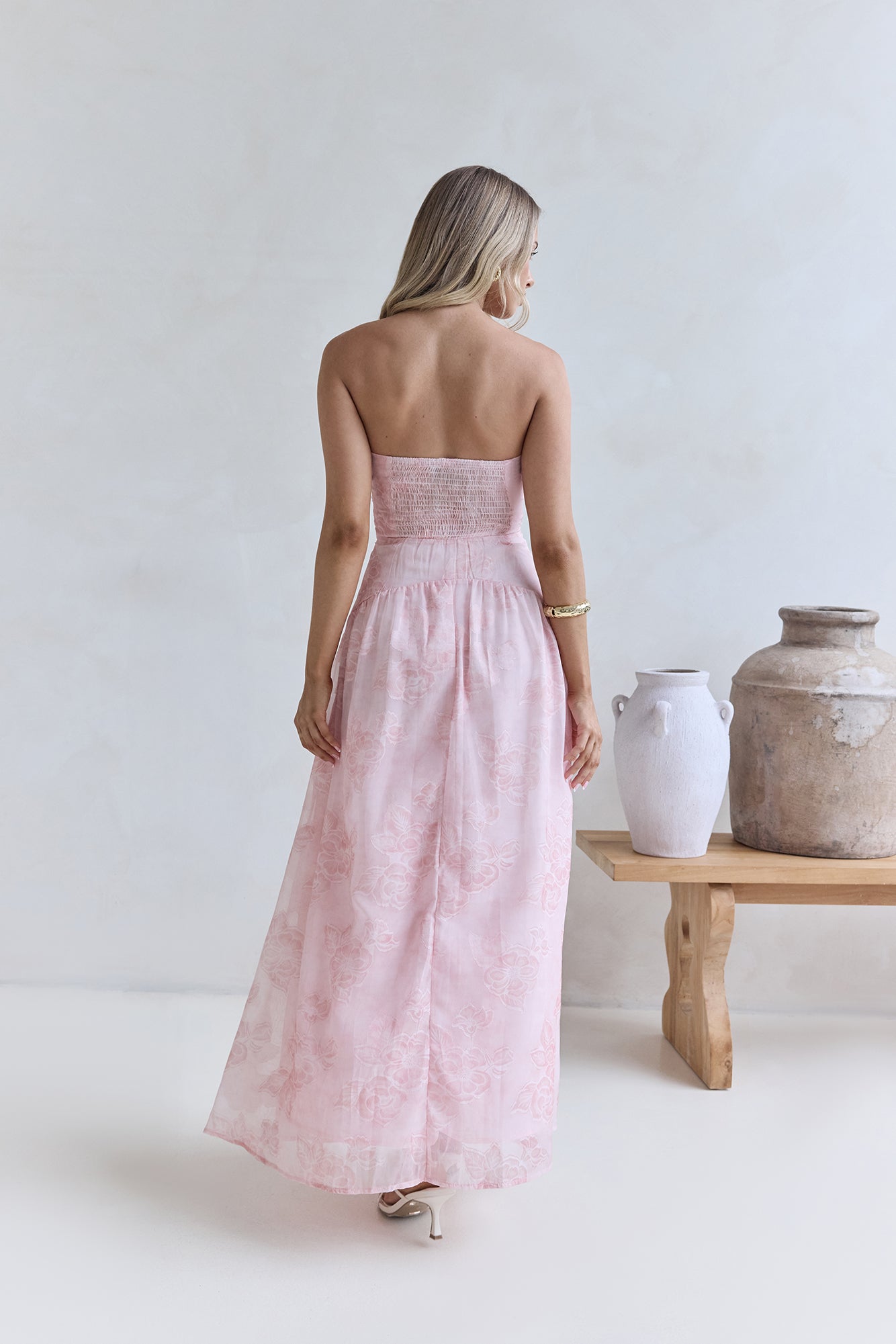 Cloud Kissed Paths Strapless Maxi Dress Pink-Seaa Fashion