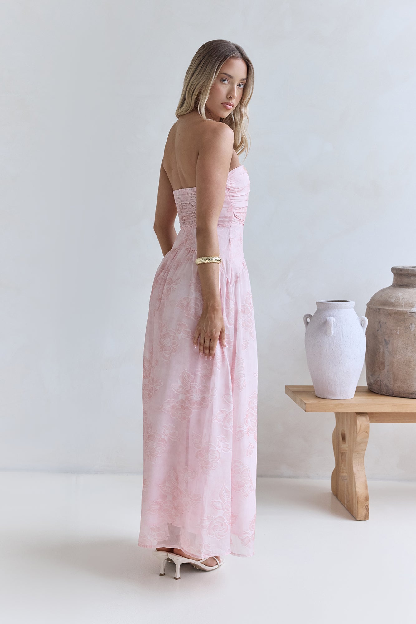 Cloud Kissed Paths Strapless Maxi Dress Pink-Seaa Fashion