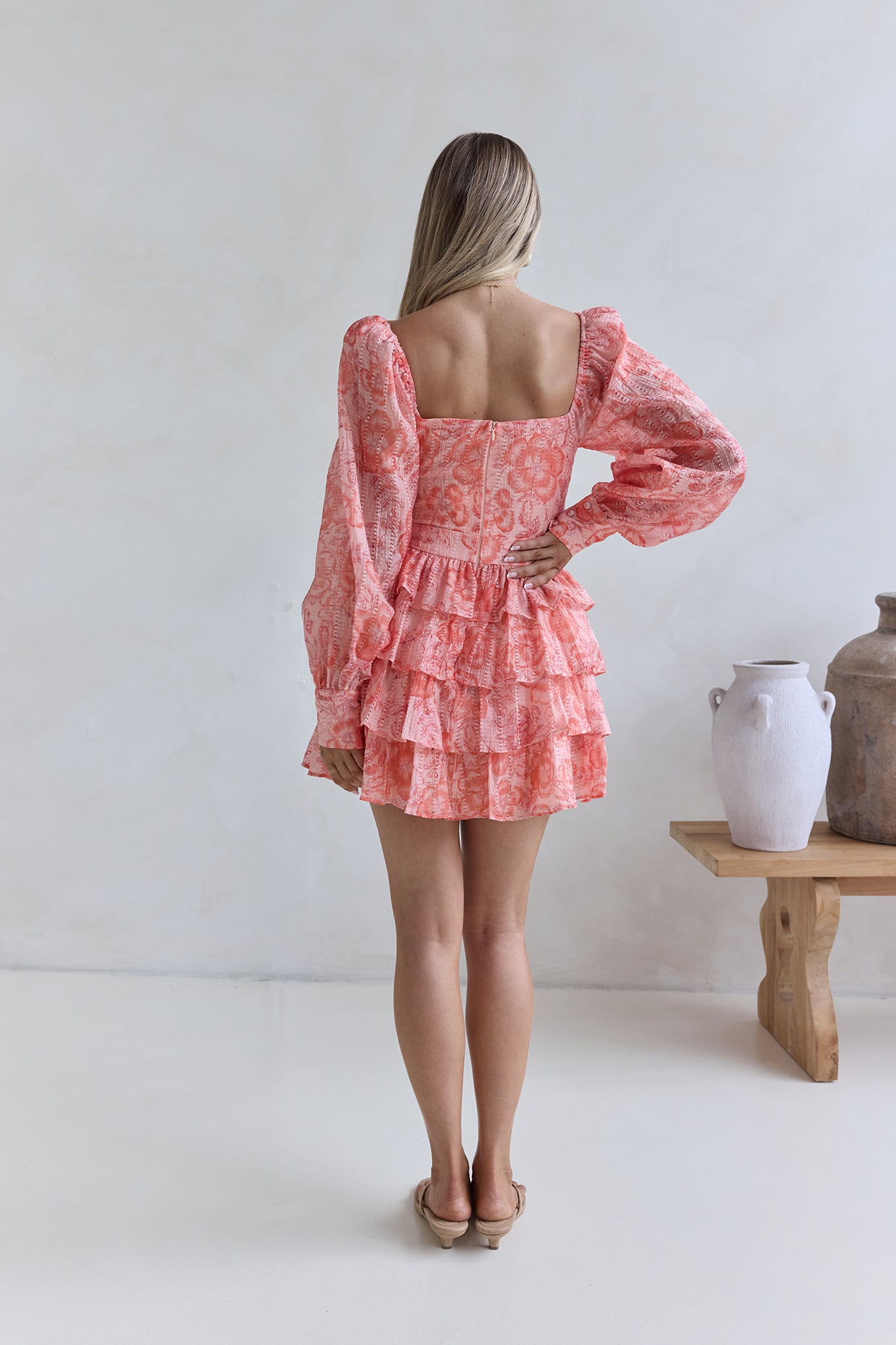 Amber Trails Long Sleeve Mini Dress Pink-Seaa Fashion