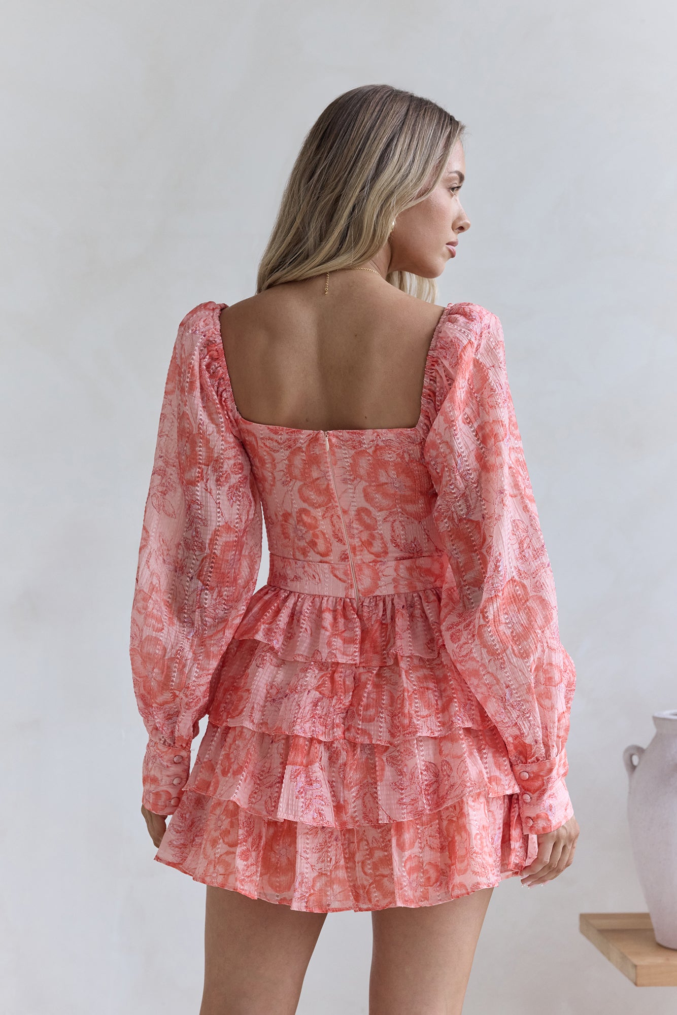 Amber Trails Long Sleeve Mini Dress Pink-Seaa Fashion